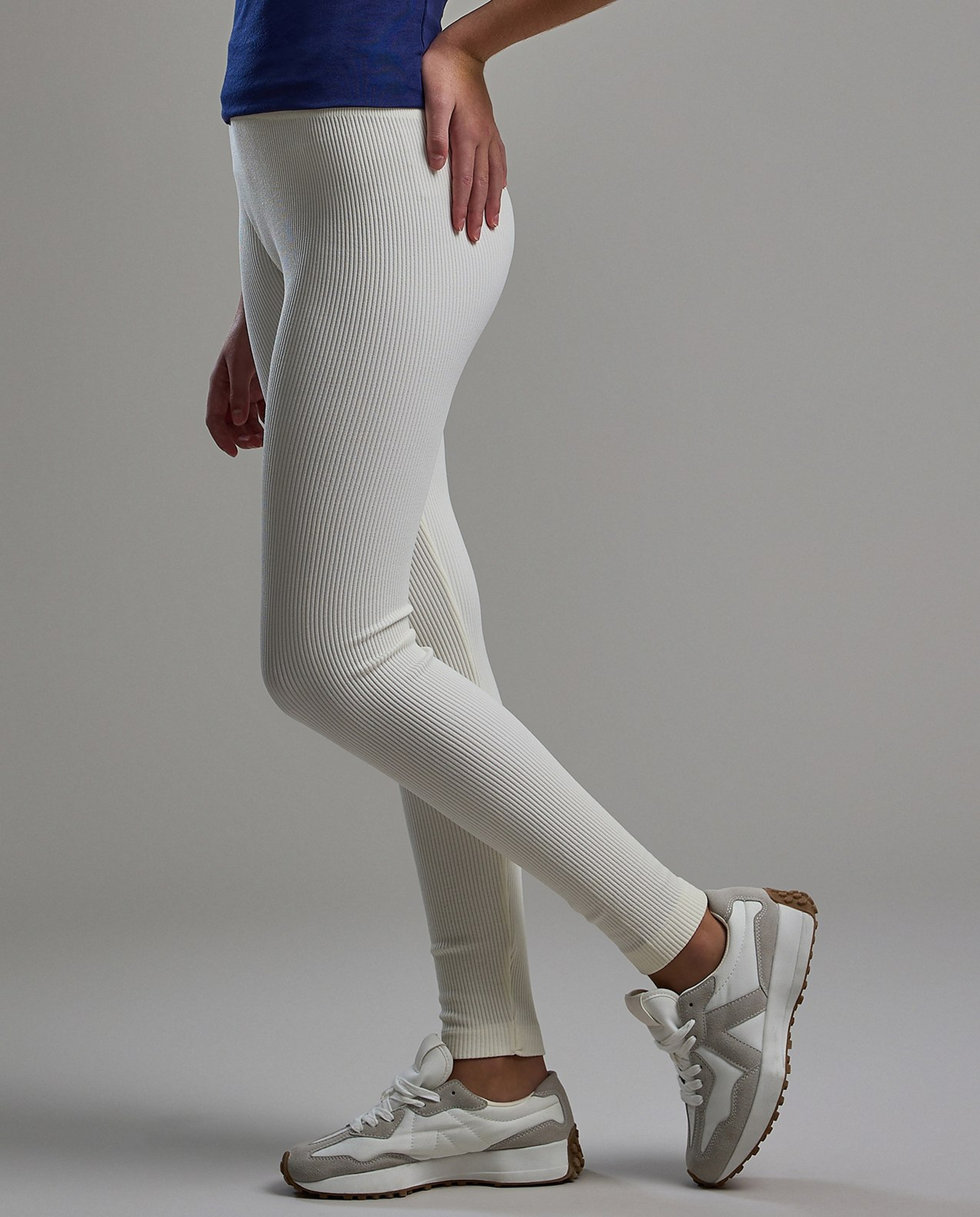 Ribbed Leggings with Elastic Waist
