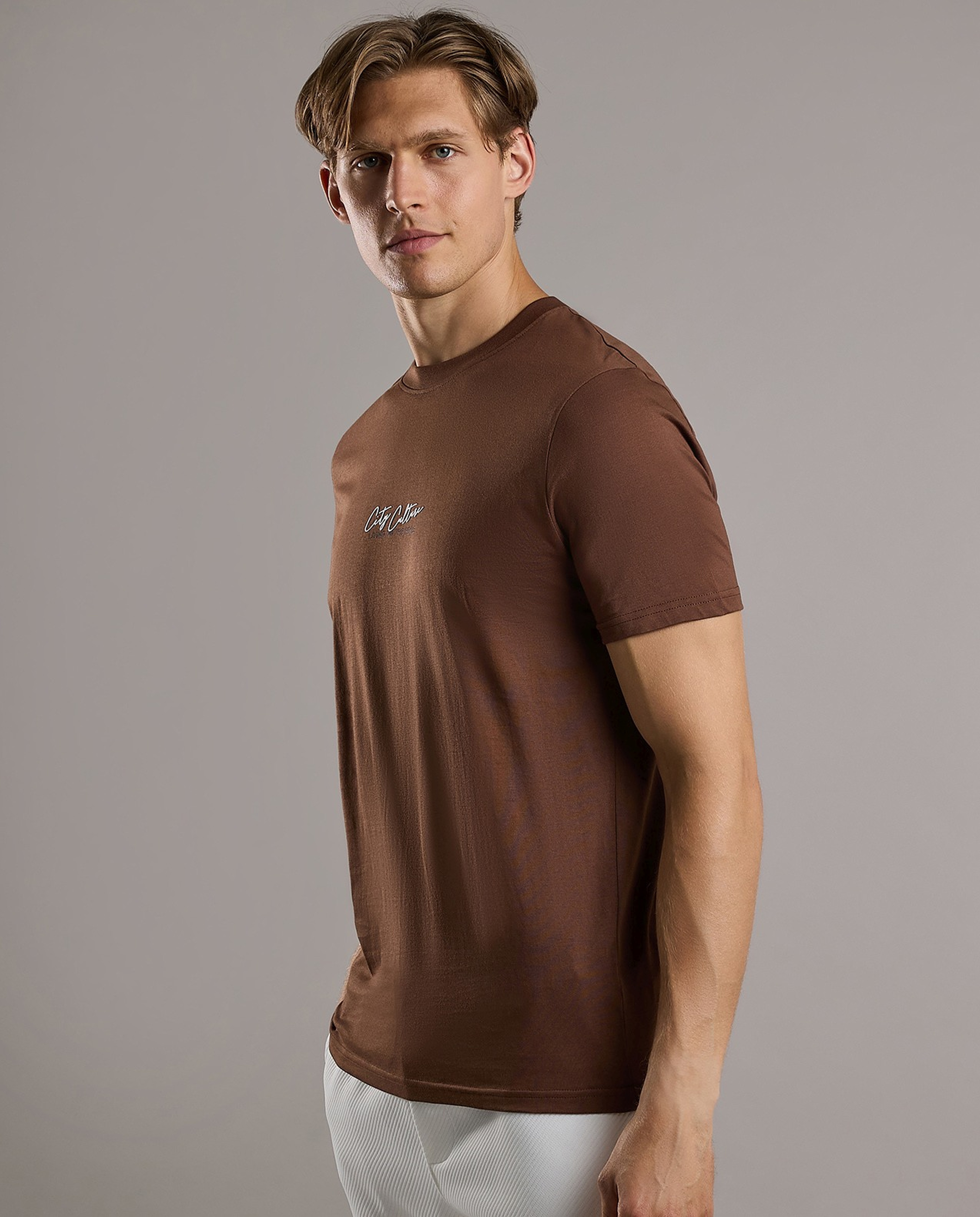 Printed T-Shirt with Crew Neck and Short Sleeves