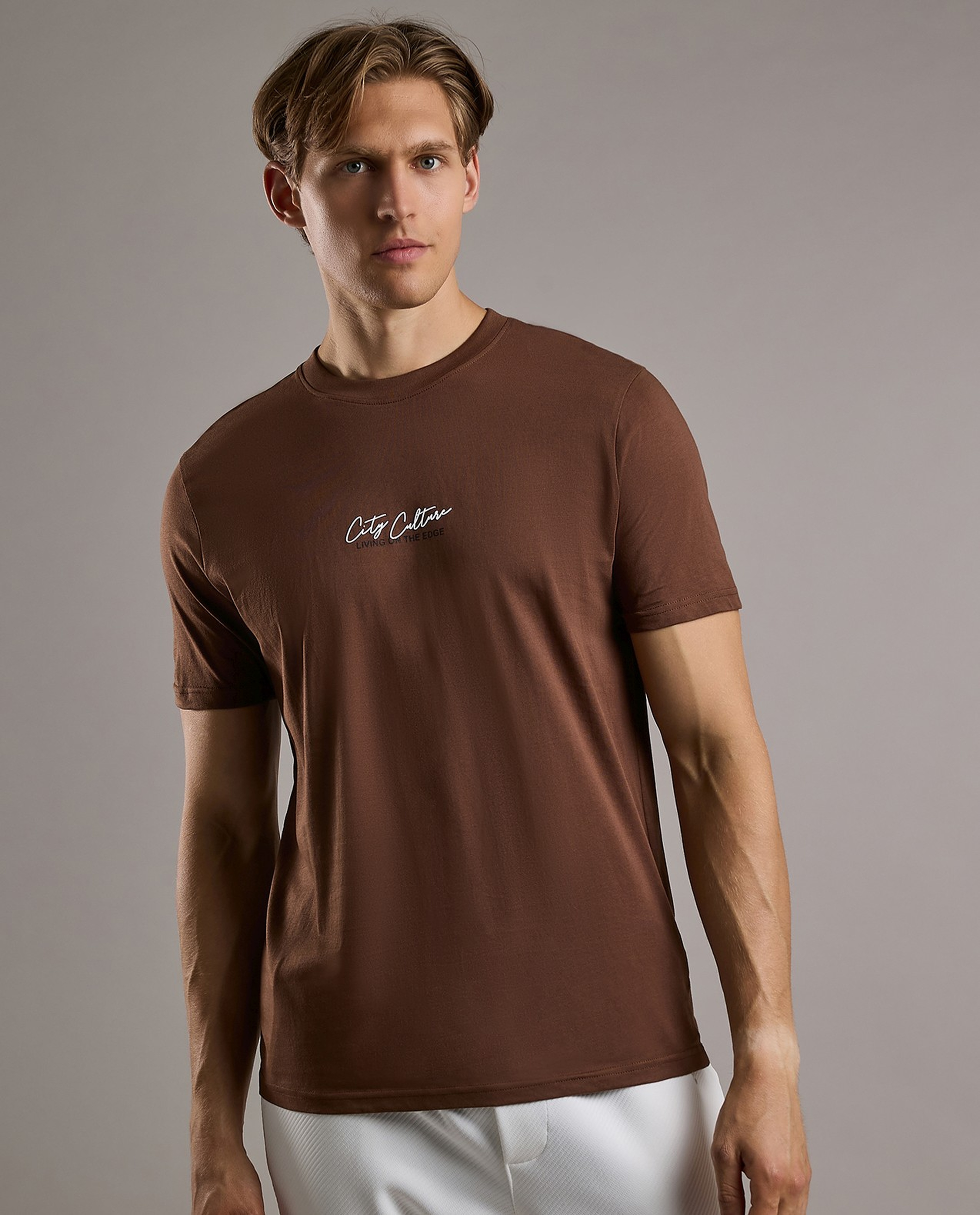 Printed T-Shirt with Crew Neck and Short Sleeves