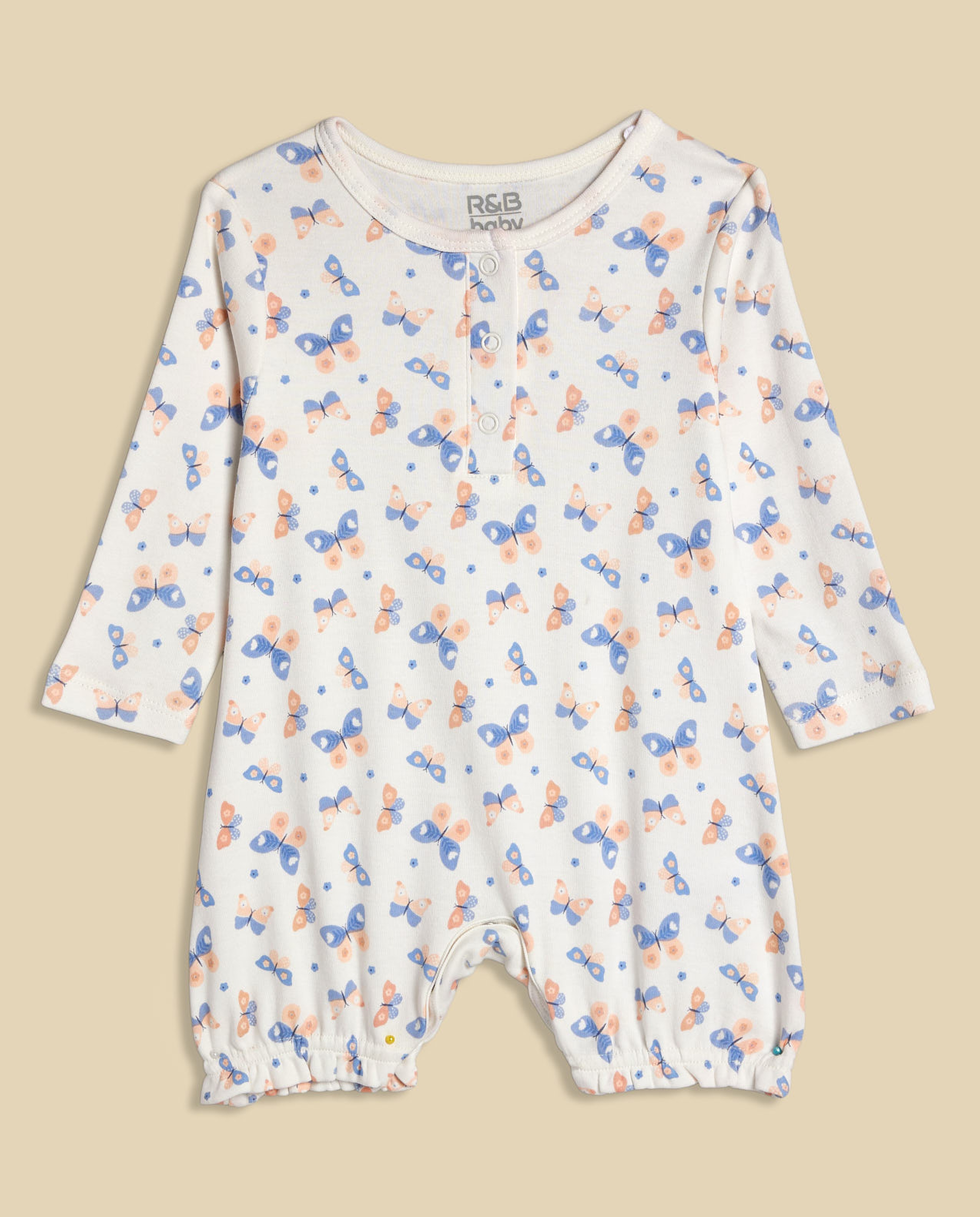 3 Pack Printed Rompers with Long Sleeves