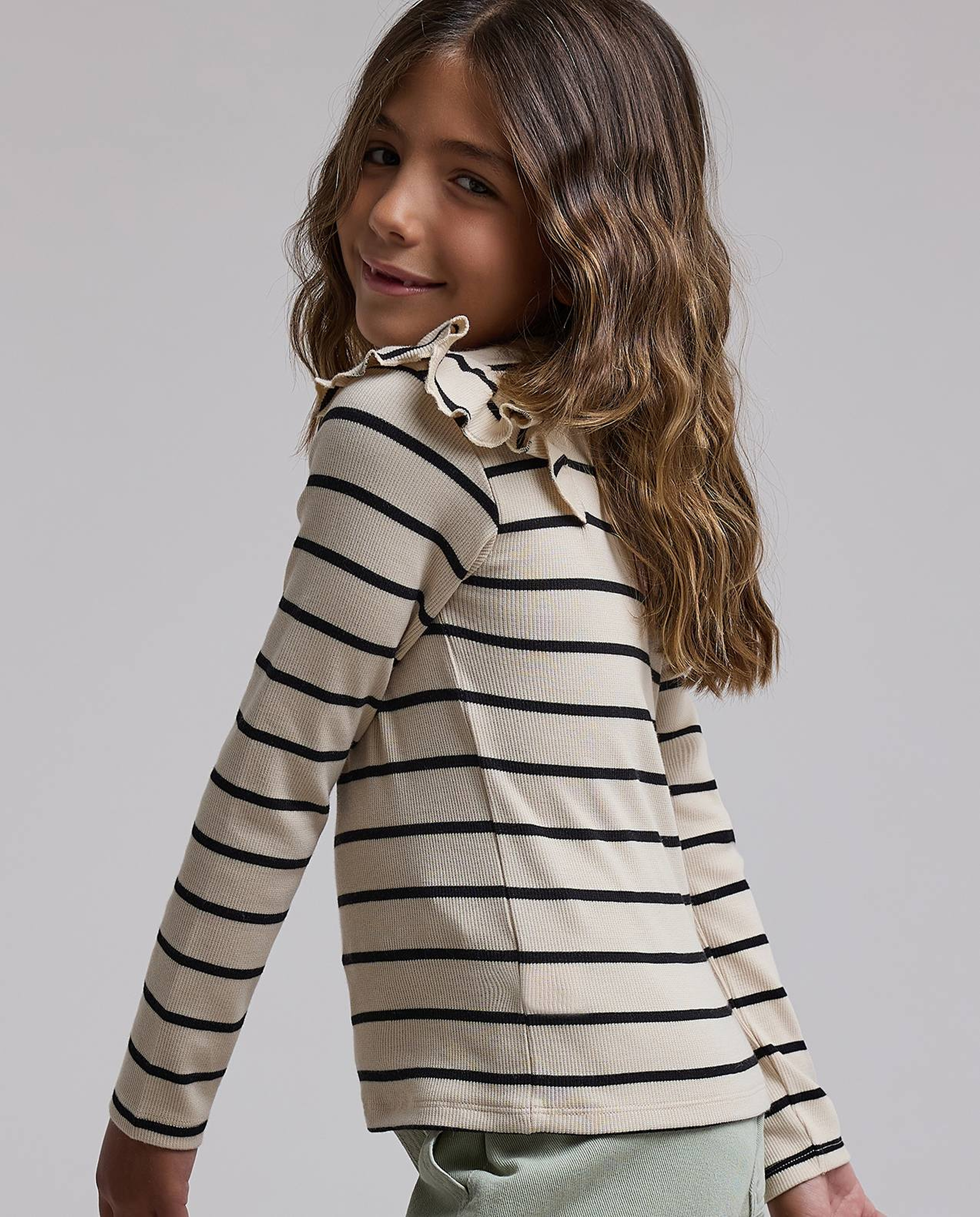 Striped T-Shirt with Crew Neck and Long Sleeves