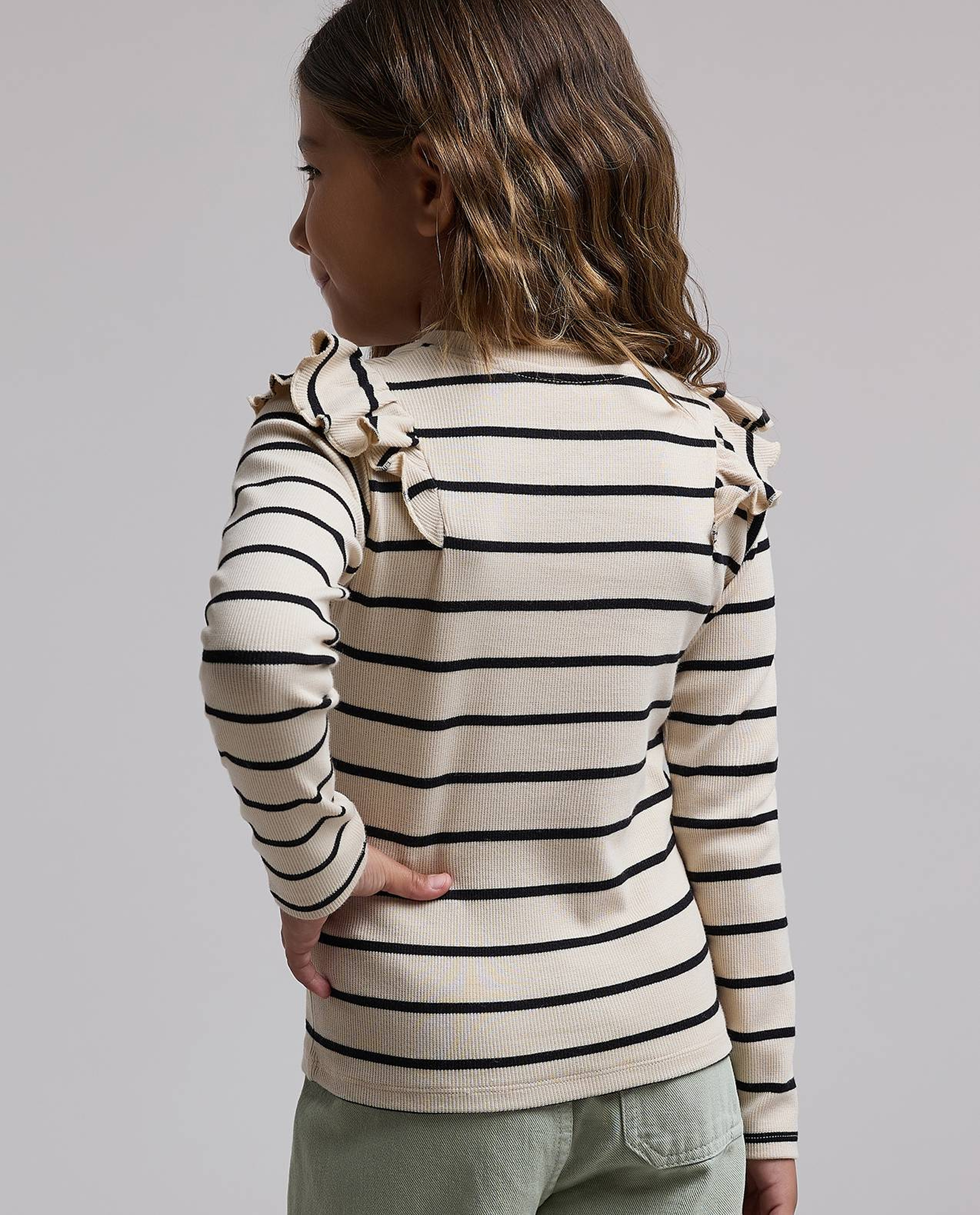 Striped T-Shirt with Crew Neck and Long Sleeves