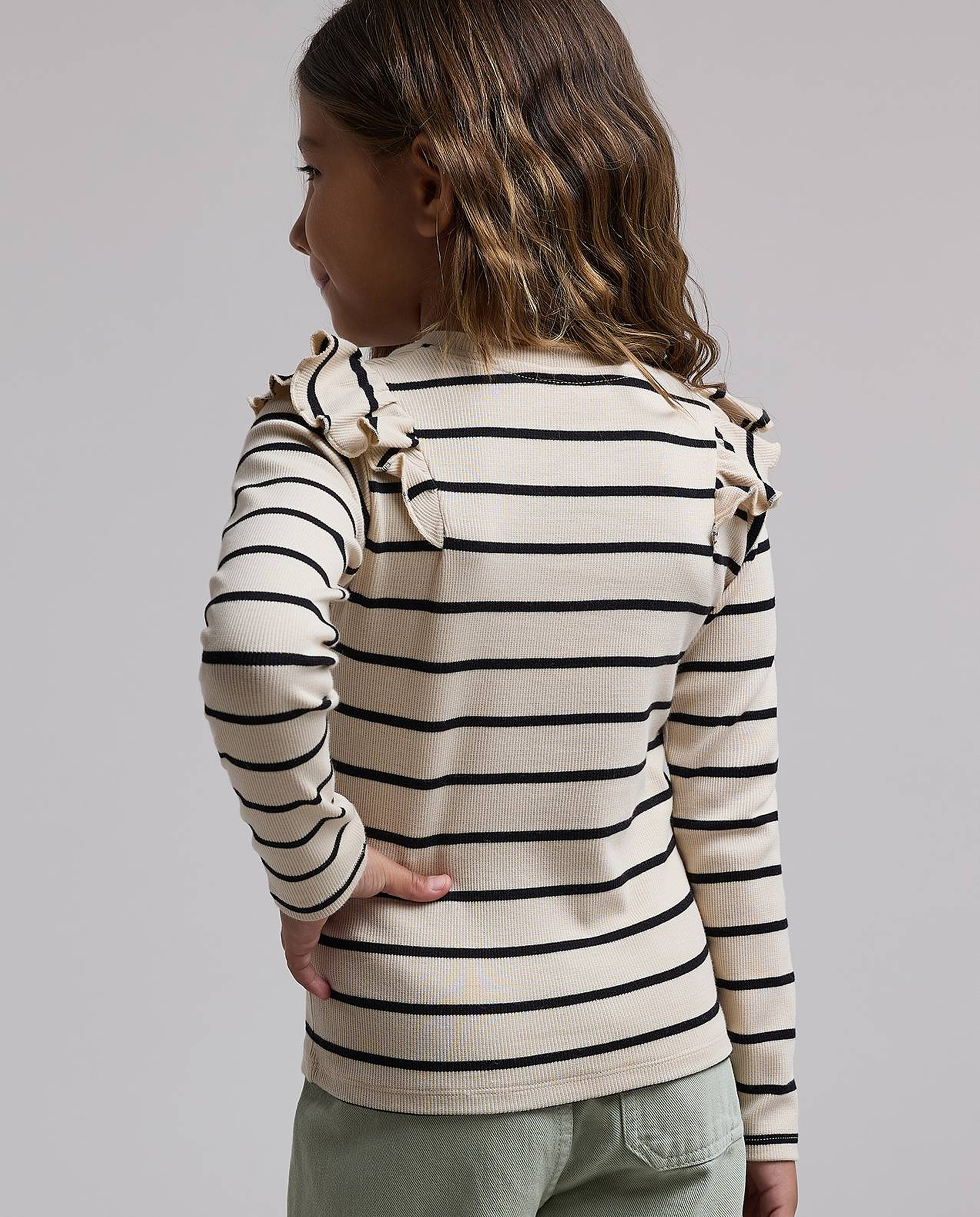 Striped T-Shirt with Crew Neck and Long Sleeves