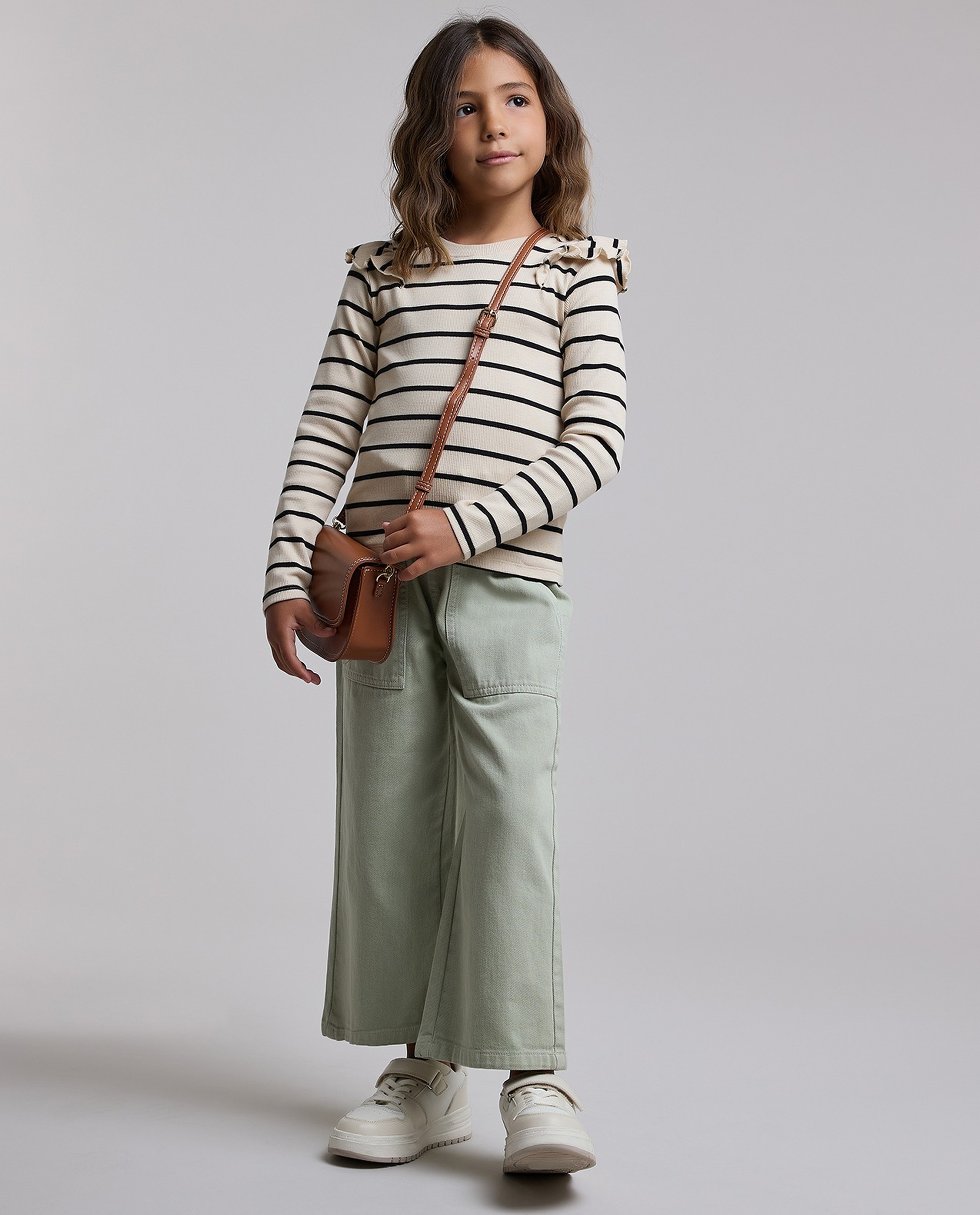 Striped T-Shirt with Crew Neck and Long Sleeves