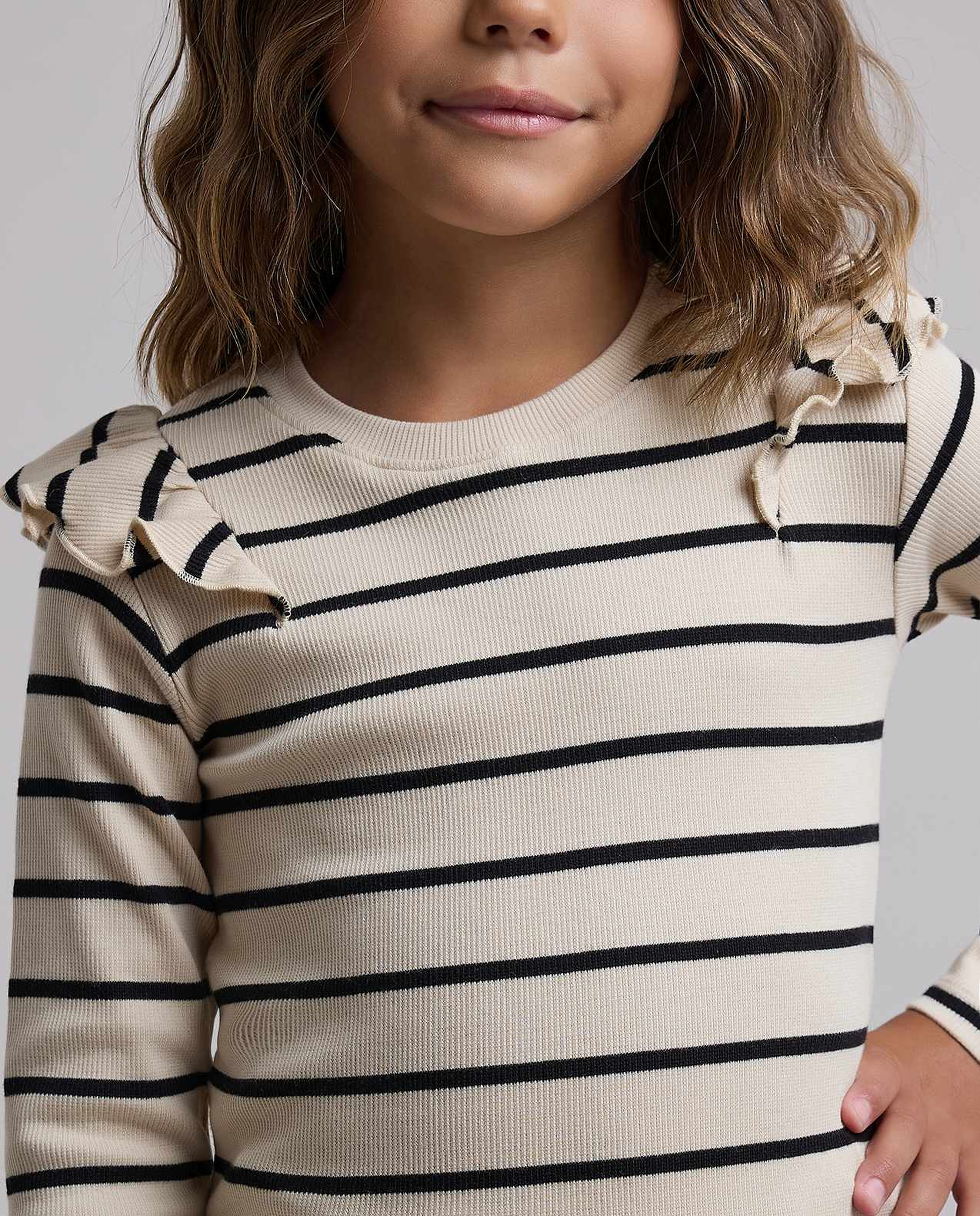 Striped T-Shirt with Crew Neck and Long Sleeves