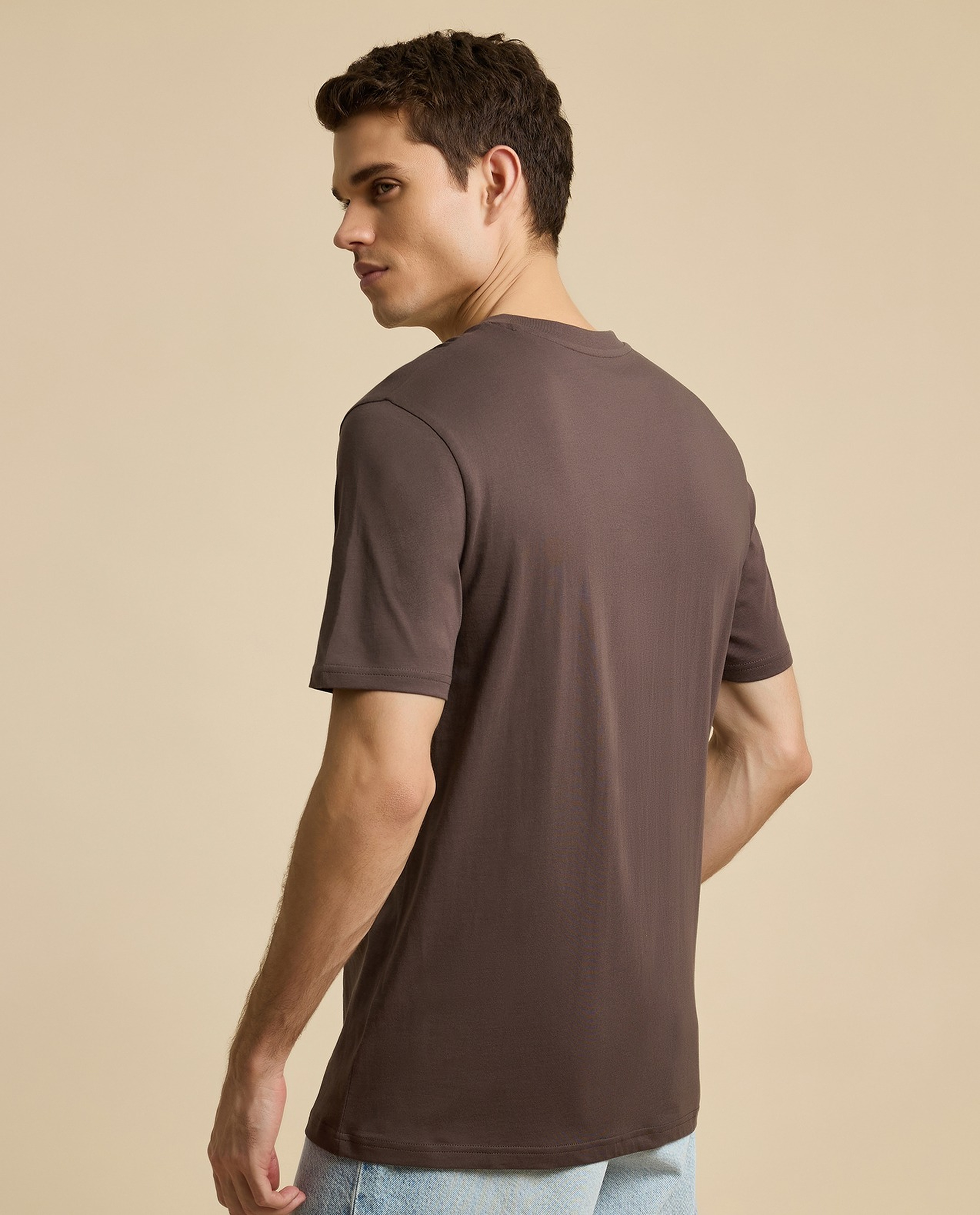 Typography Print T-Shirt with Crew Neck and Short Sleeves