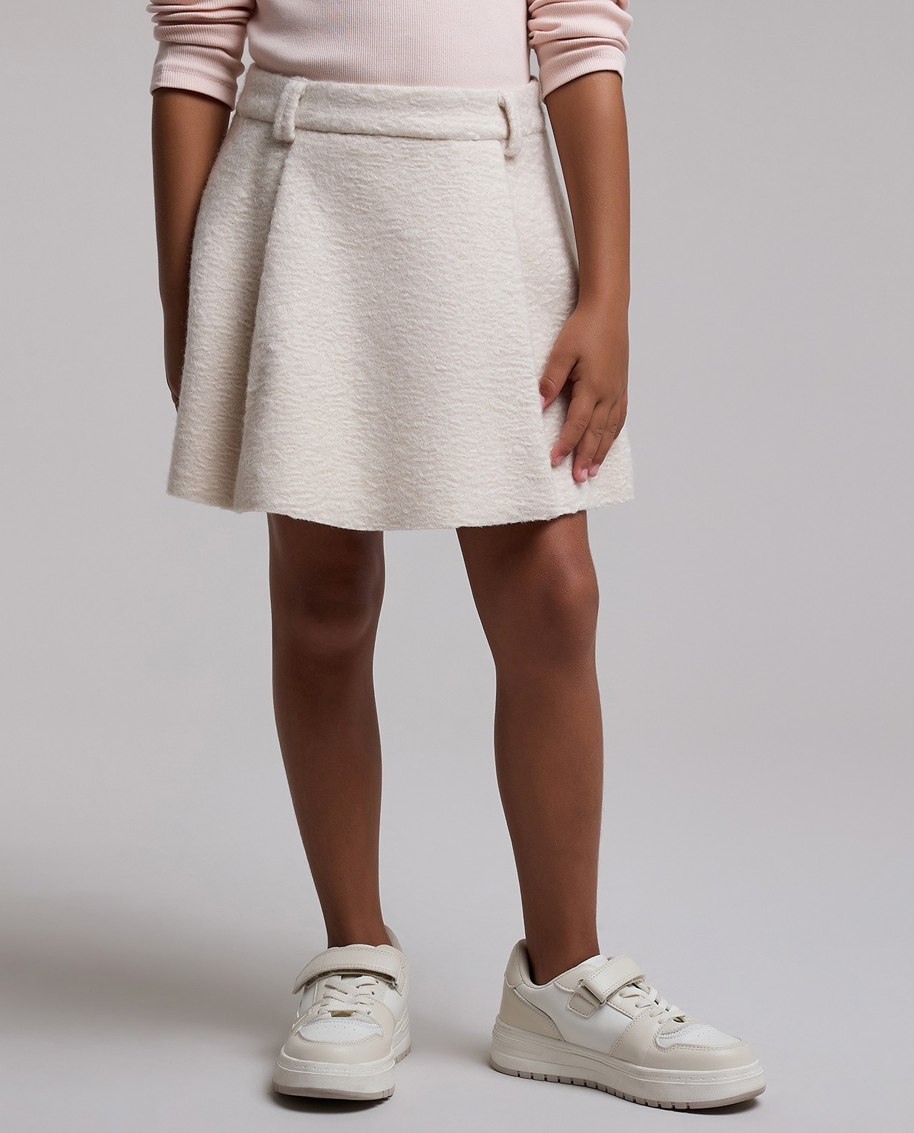 Textured Mini Skirt with Elastic Waist