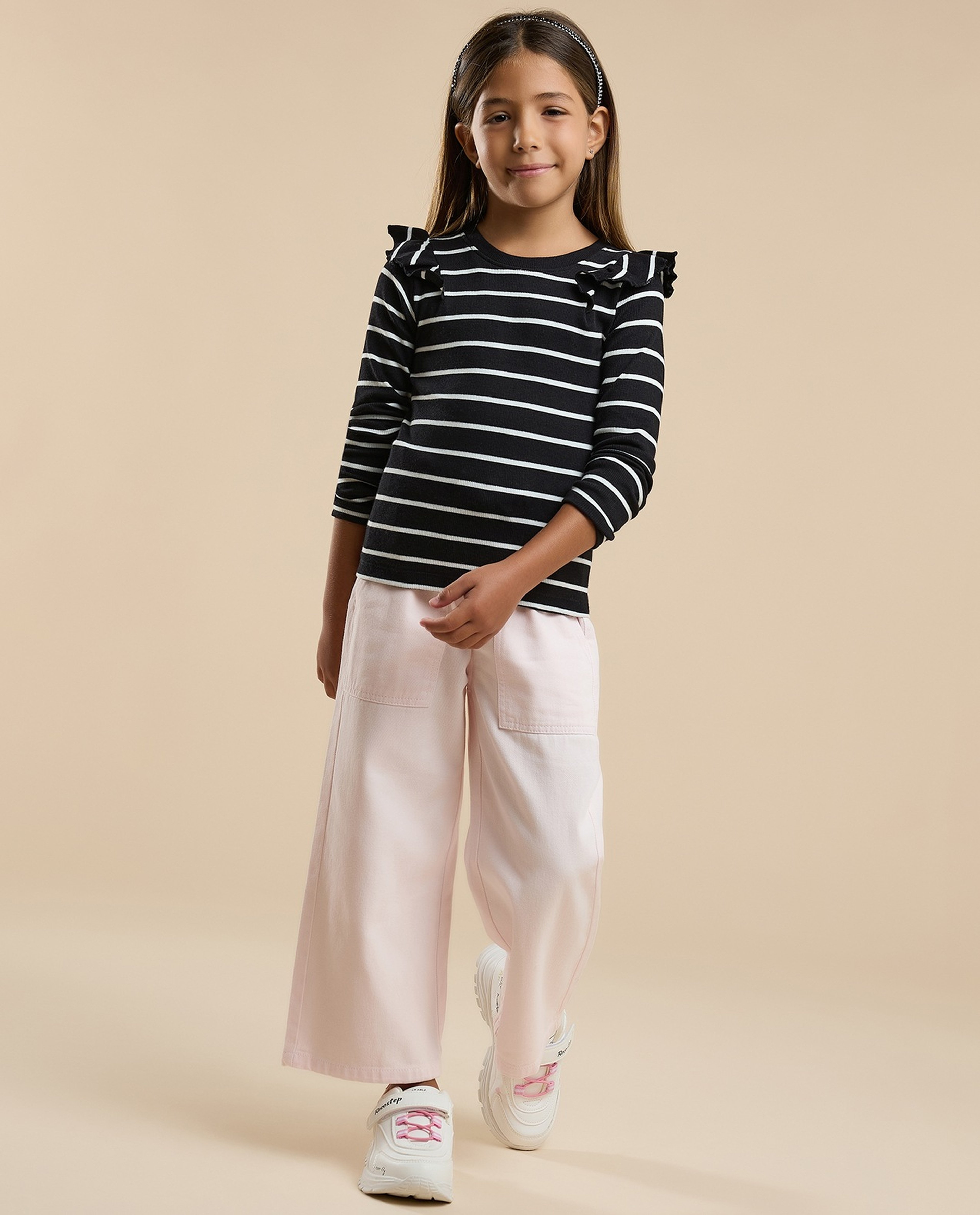 Striped T-Shirt with Crew Neck and Long Sleeves