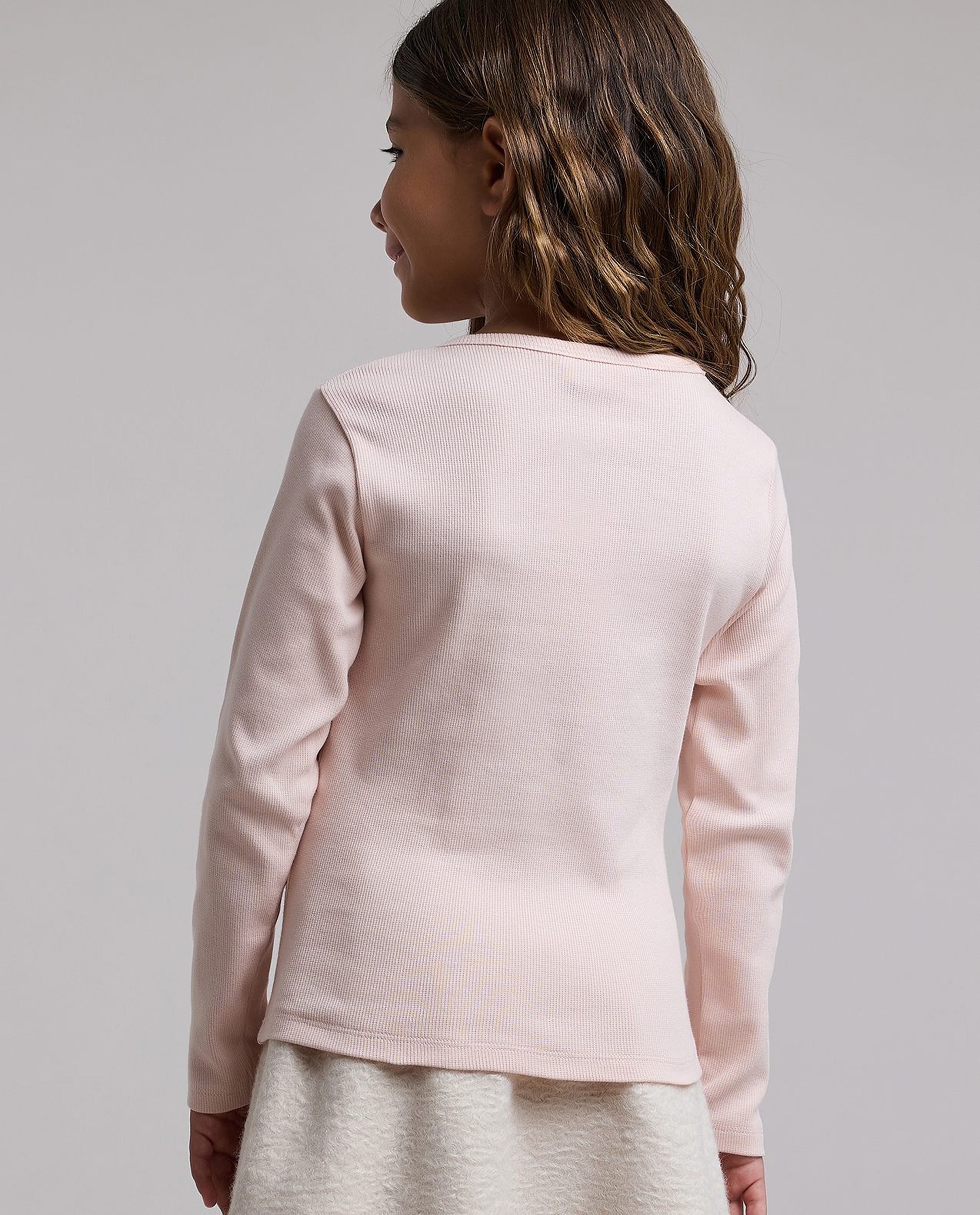 Embellished Top with Round Neck and Long Sleeves