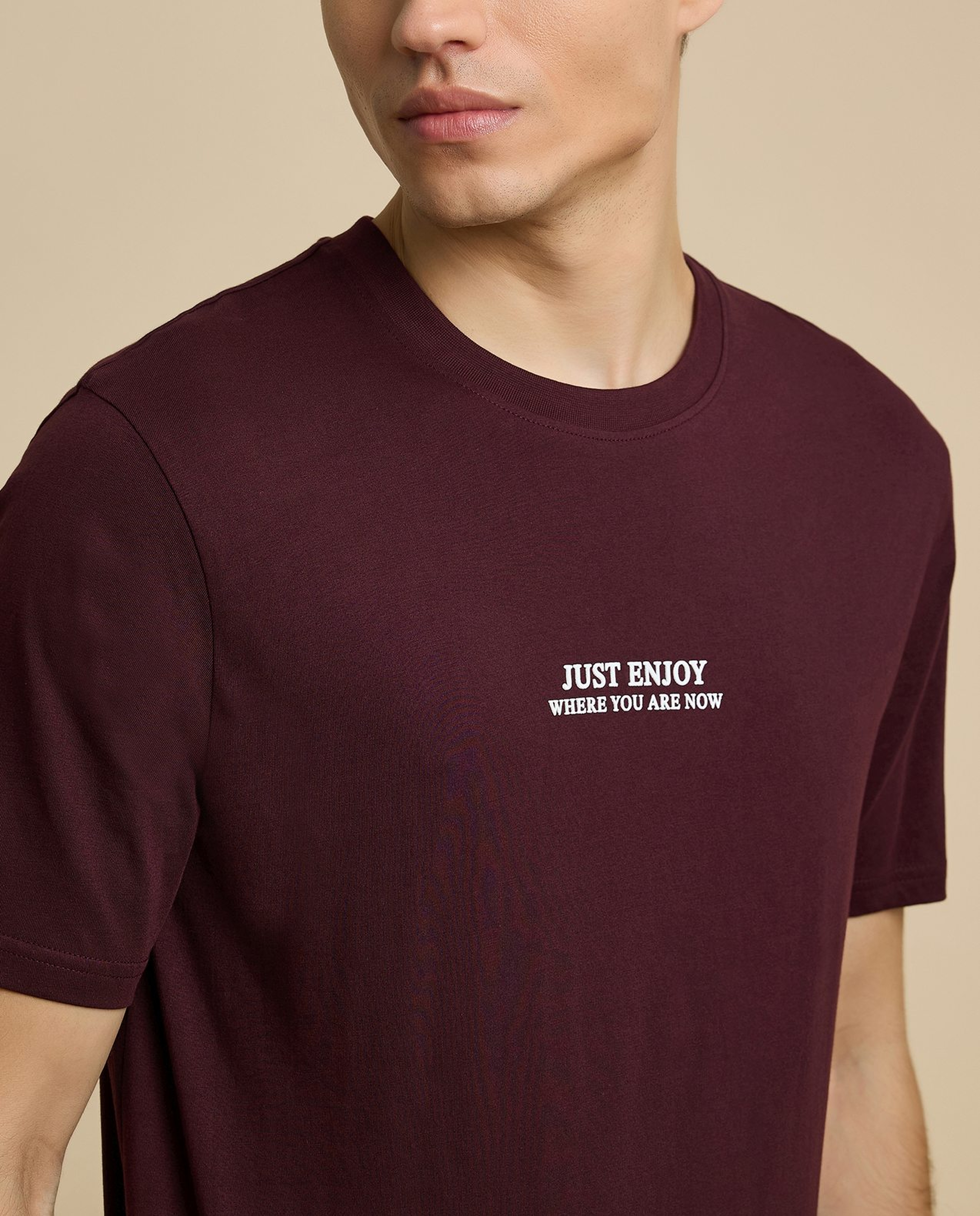 Typography Print T-Shirt with Crew Neck and Short Sleeves