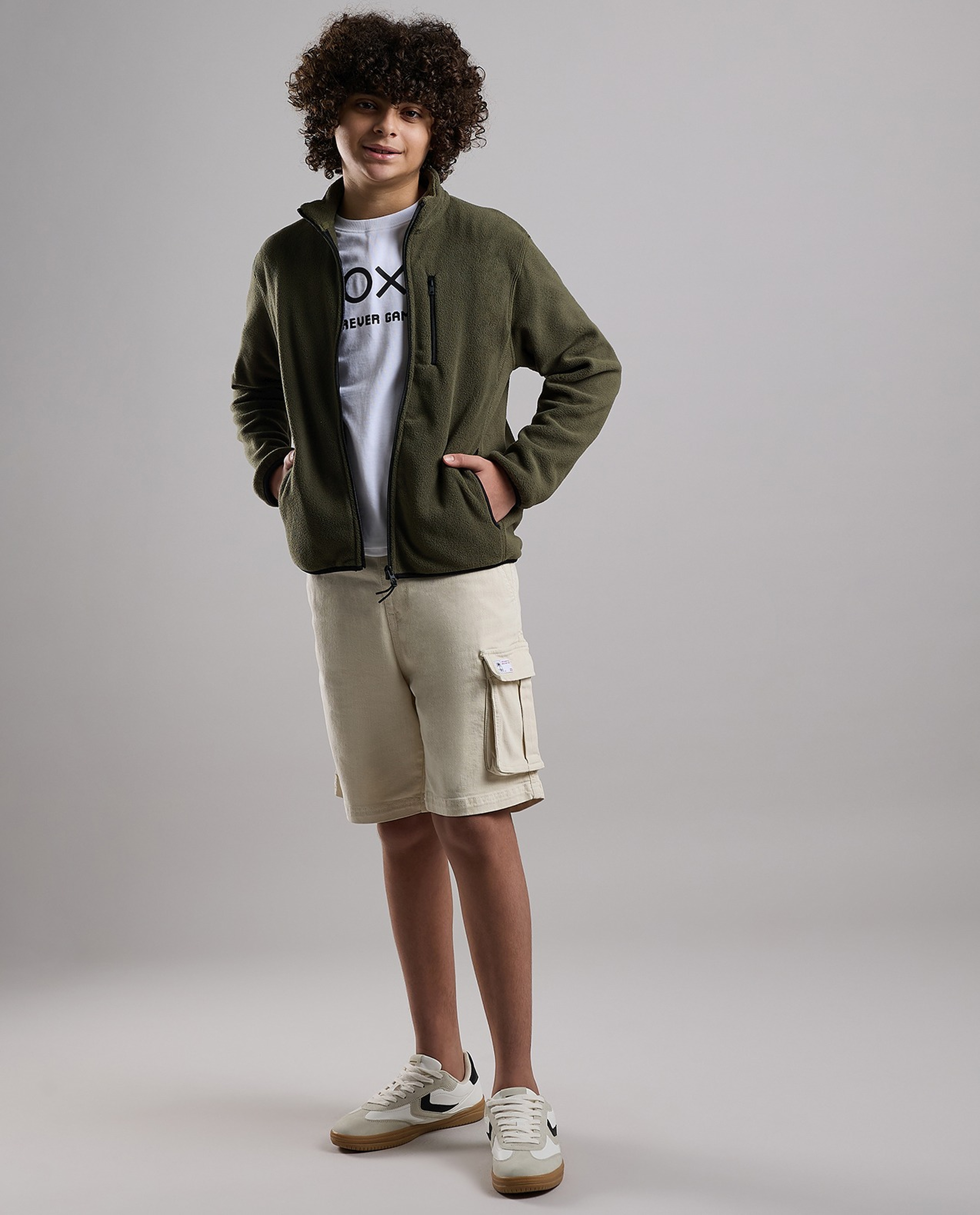 Zippered Jacket with High Neck and Long Sleeves