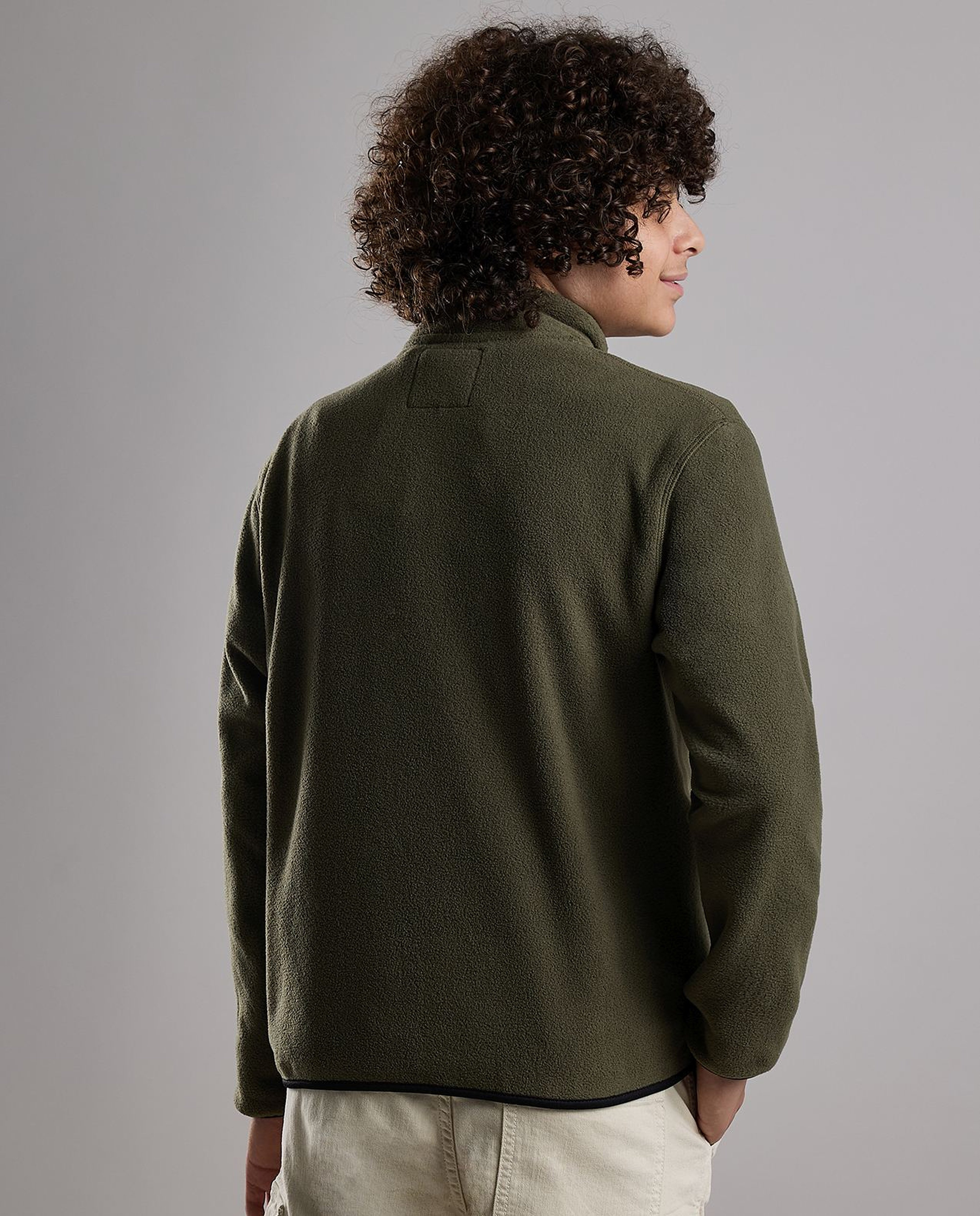 Zippered Jacket with High Neck and Long Sleeves