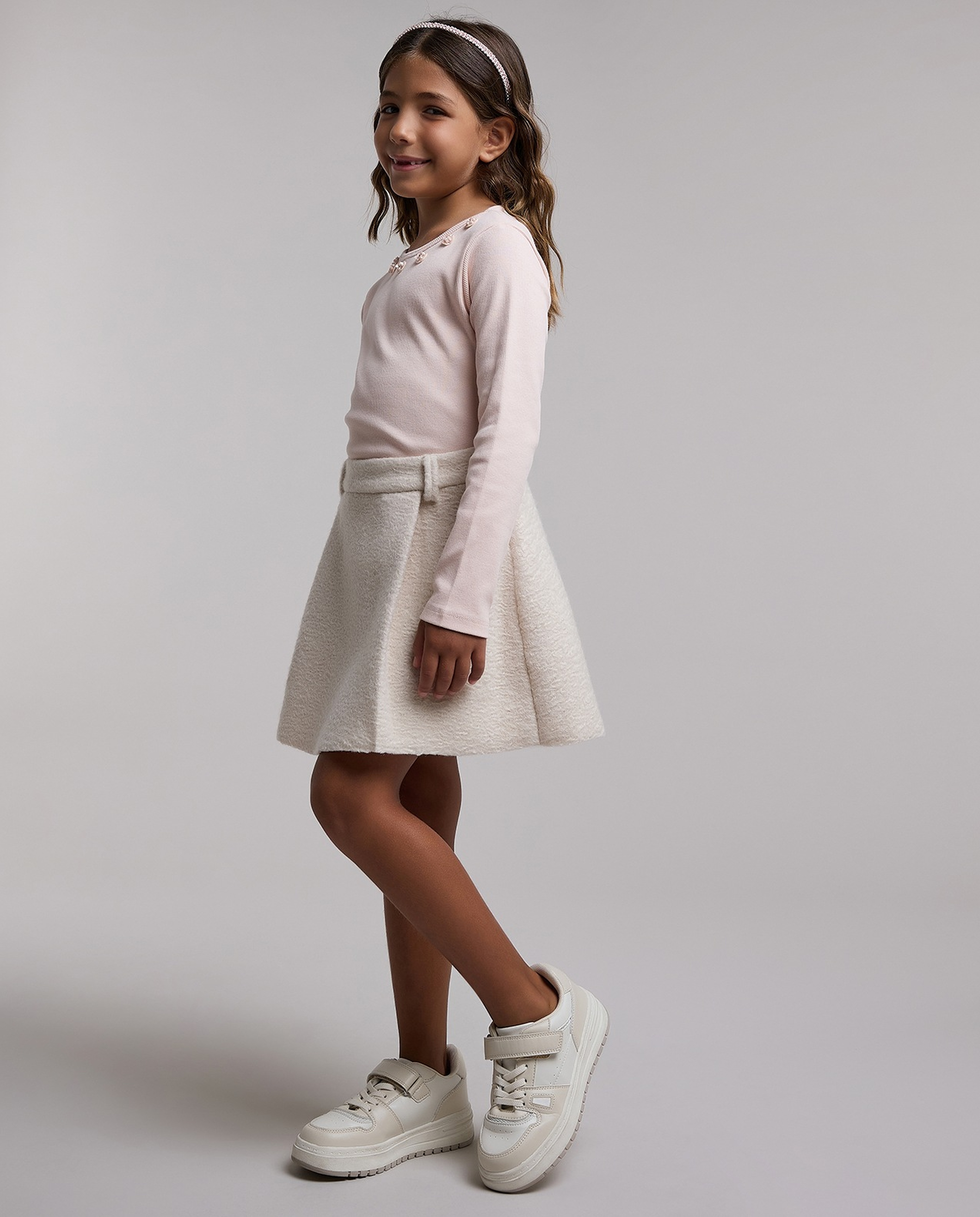 Textured Mini Skirt with Elastic Waist