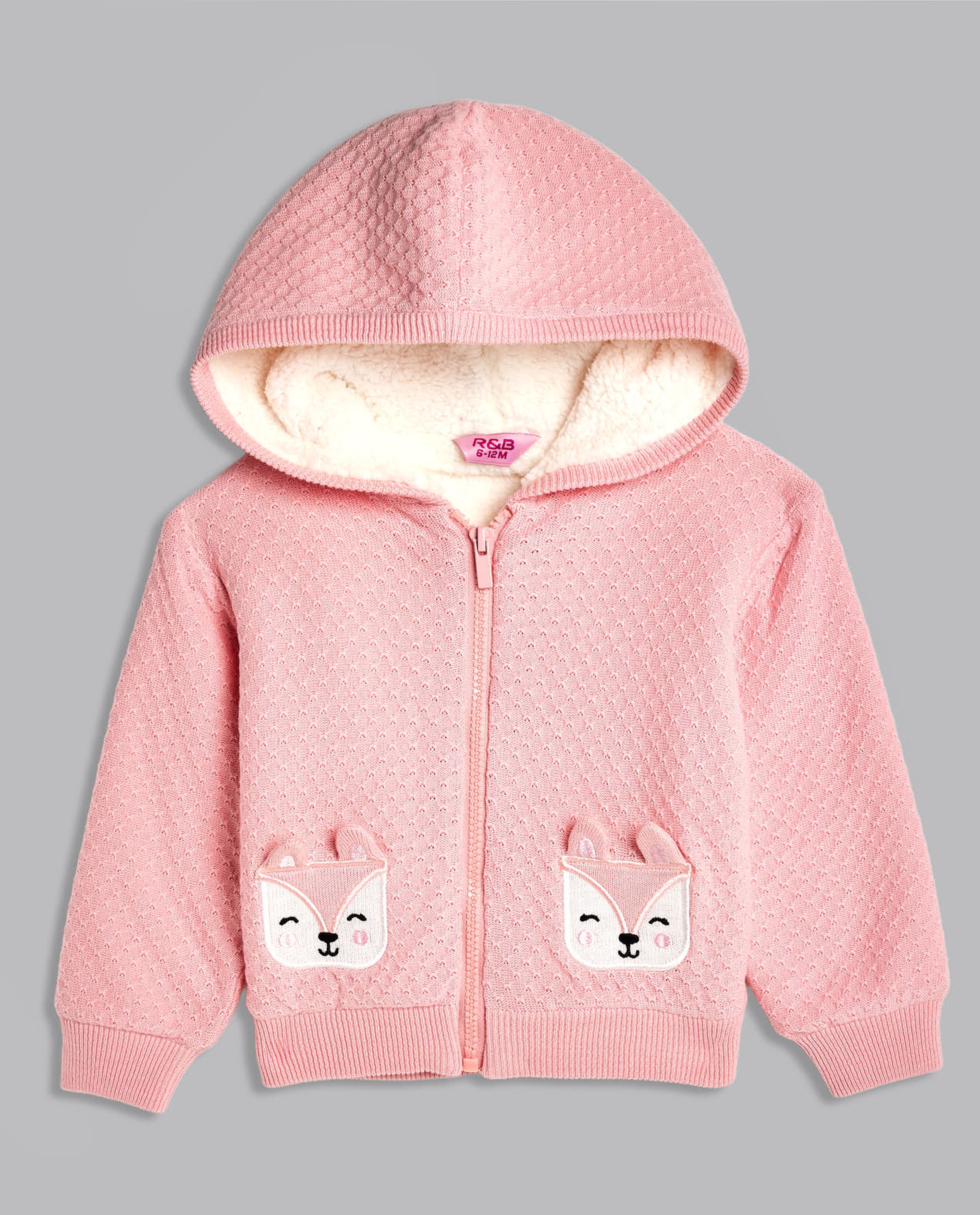 Knitted Hooded Jacket with Long Sleeves