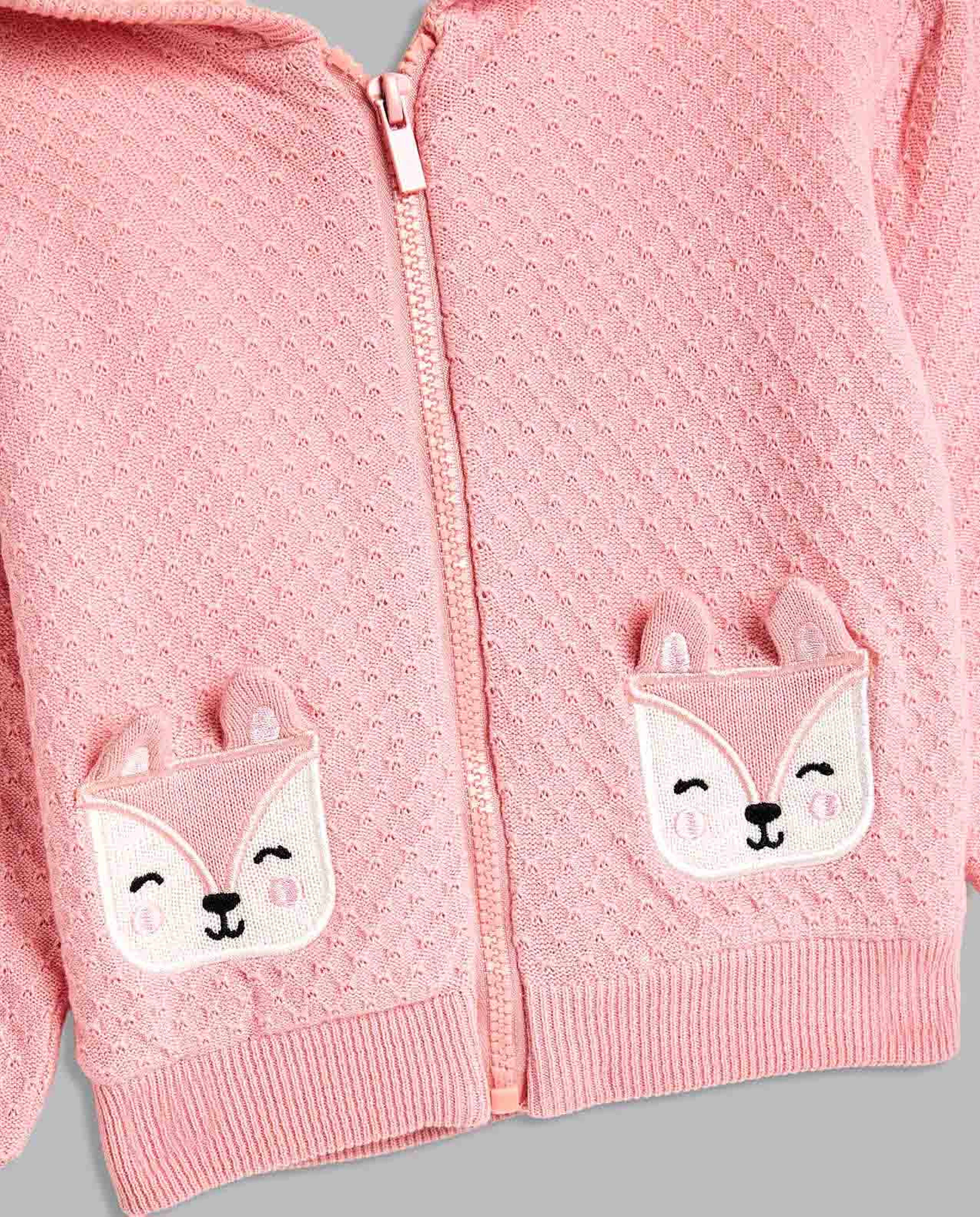 Knitted Hooded Jacket with Long Sleeves