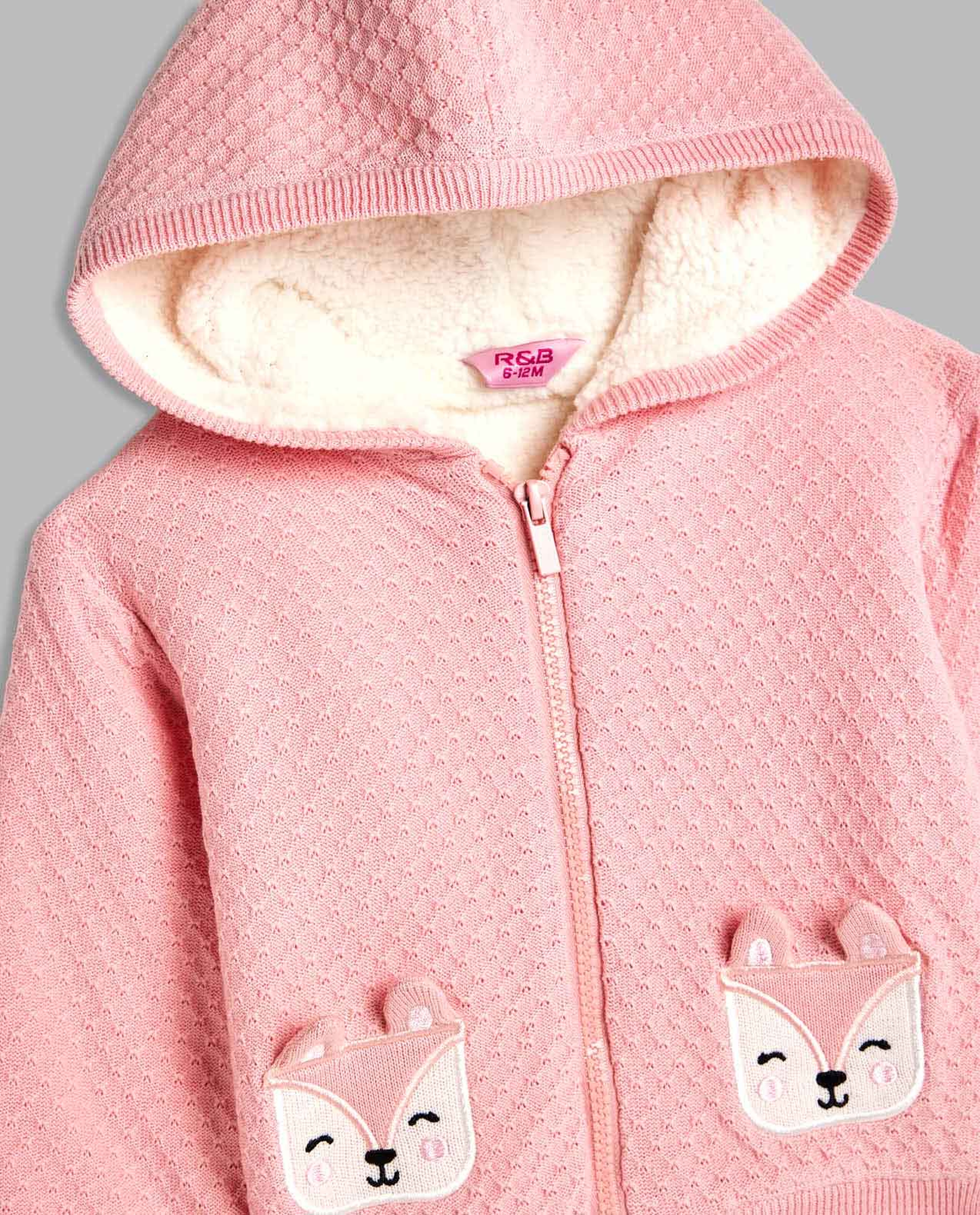 Knitted Hooded Jacket with Long Sleeves