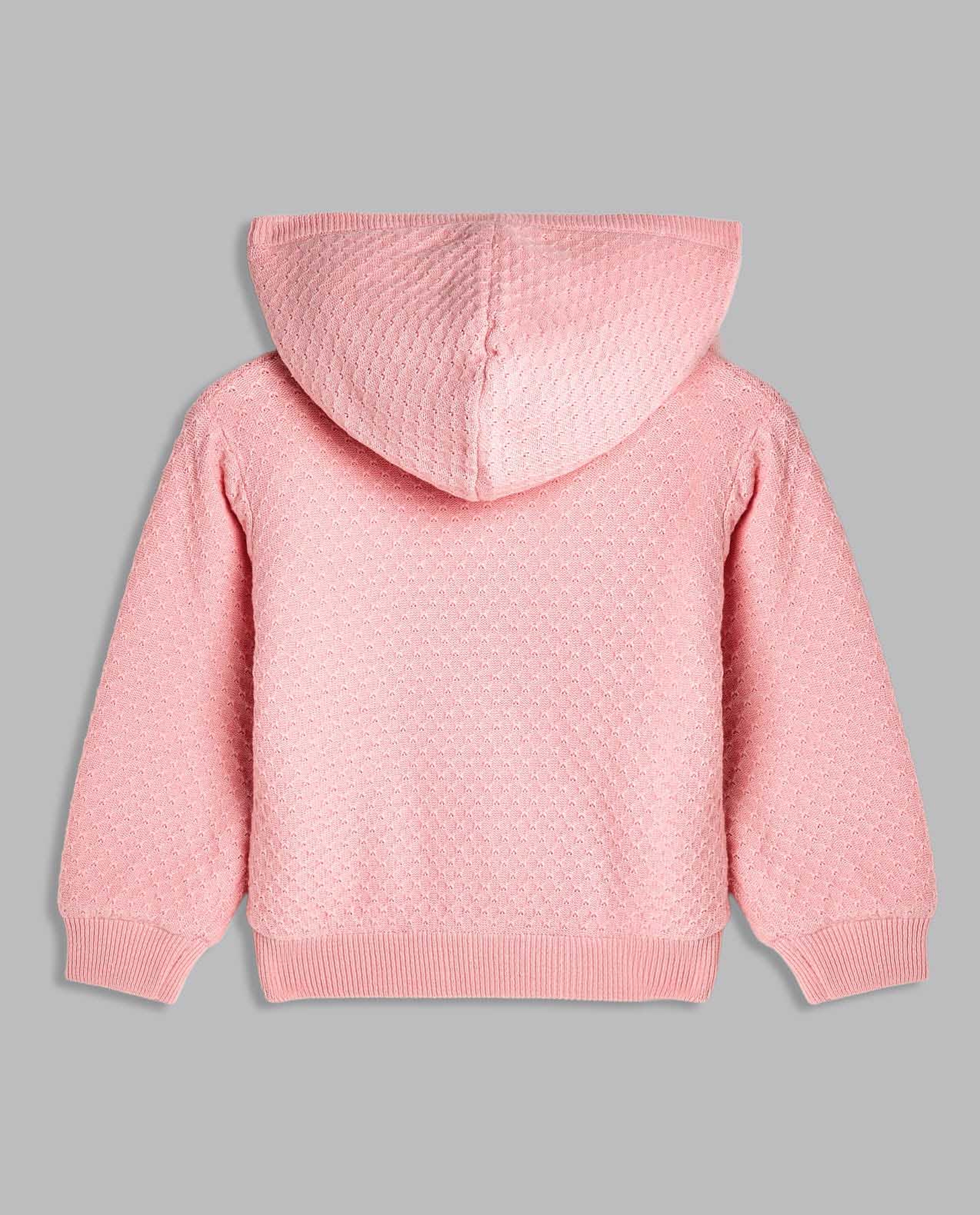 Knitted Hooded Jacket with Long Sleeves