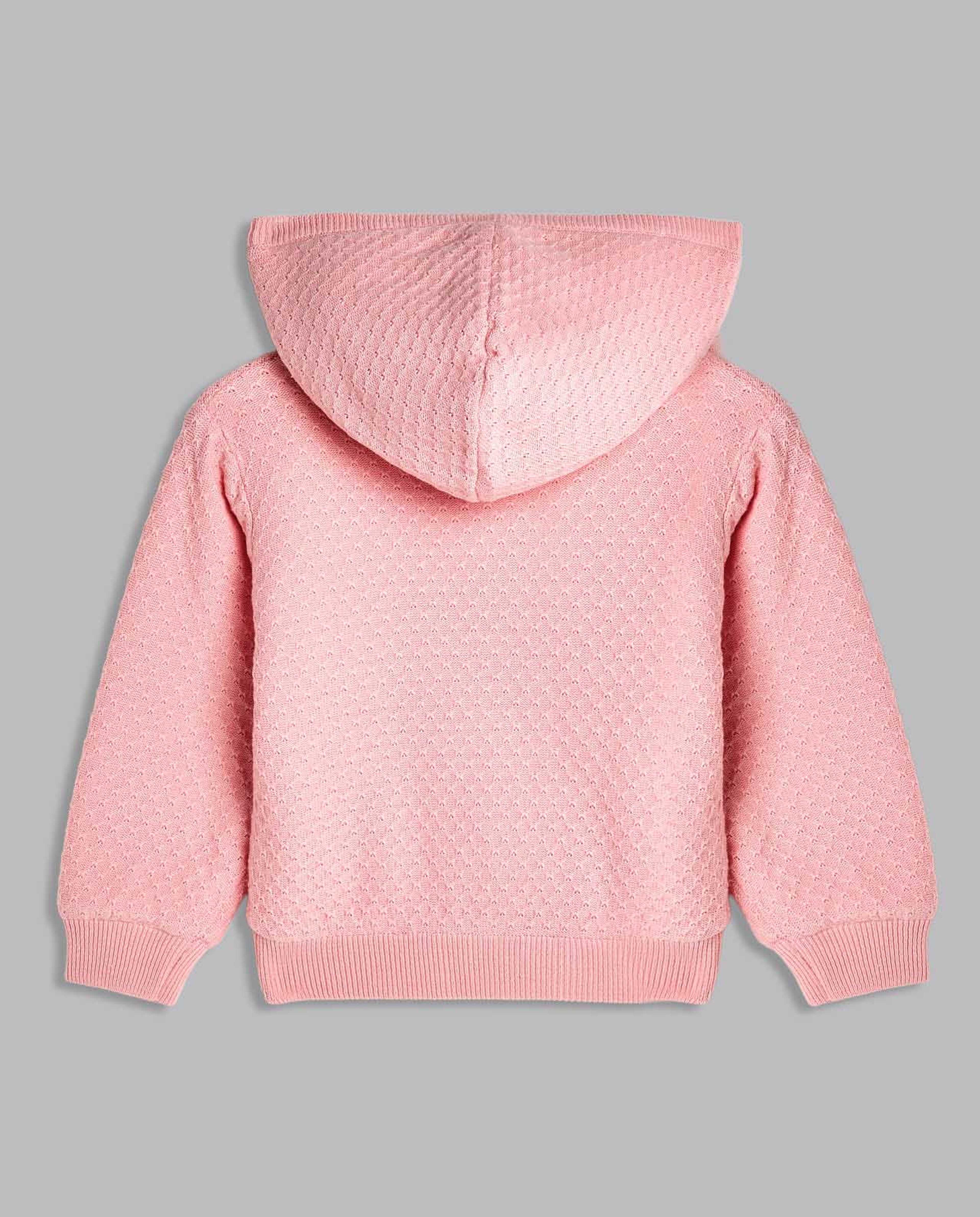 Knitted Hooded Jacket with Long Sleeves