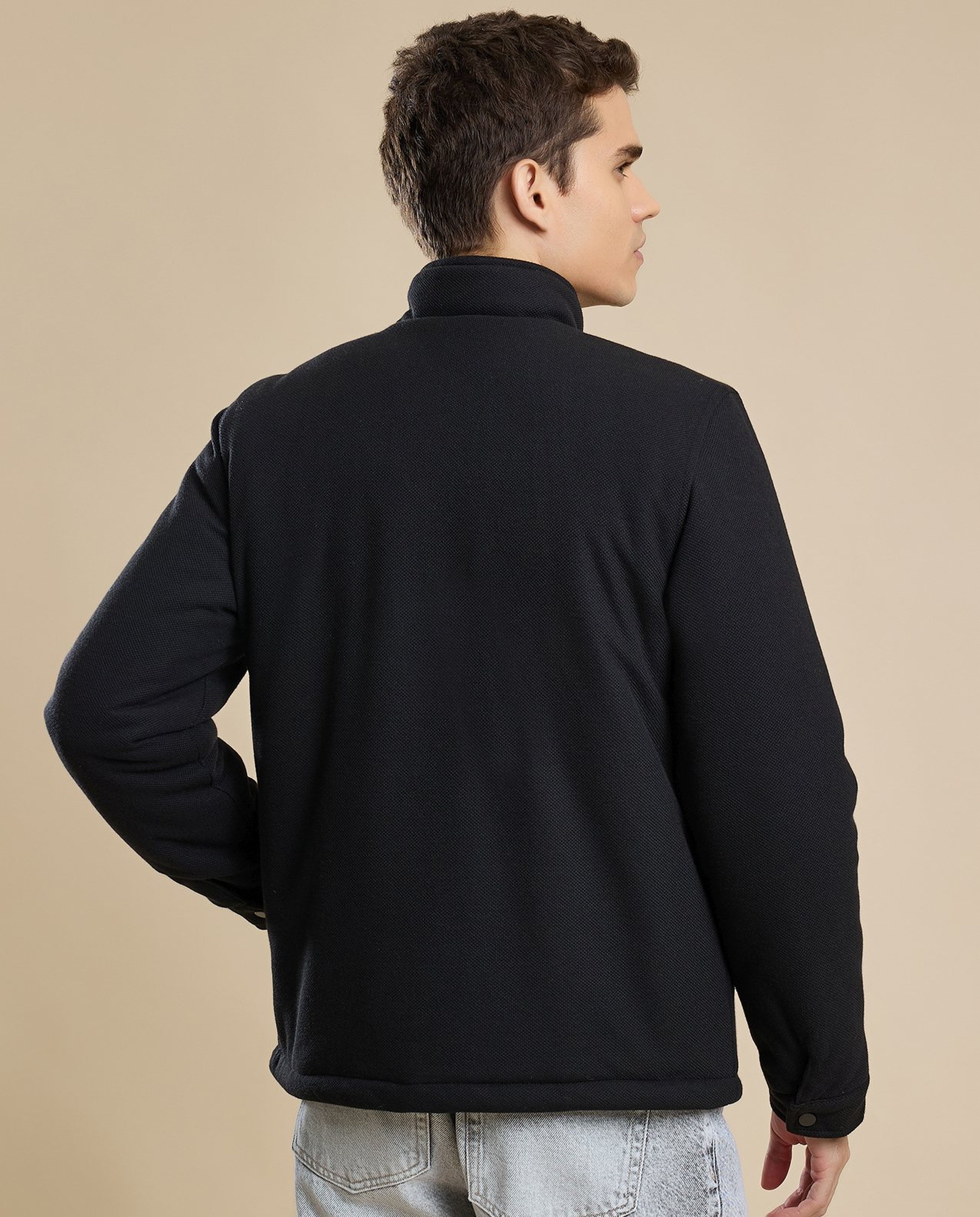 Solid Jacket with Snap-Button Closure