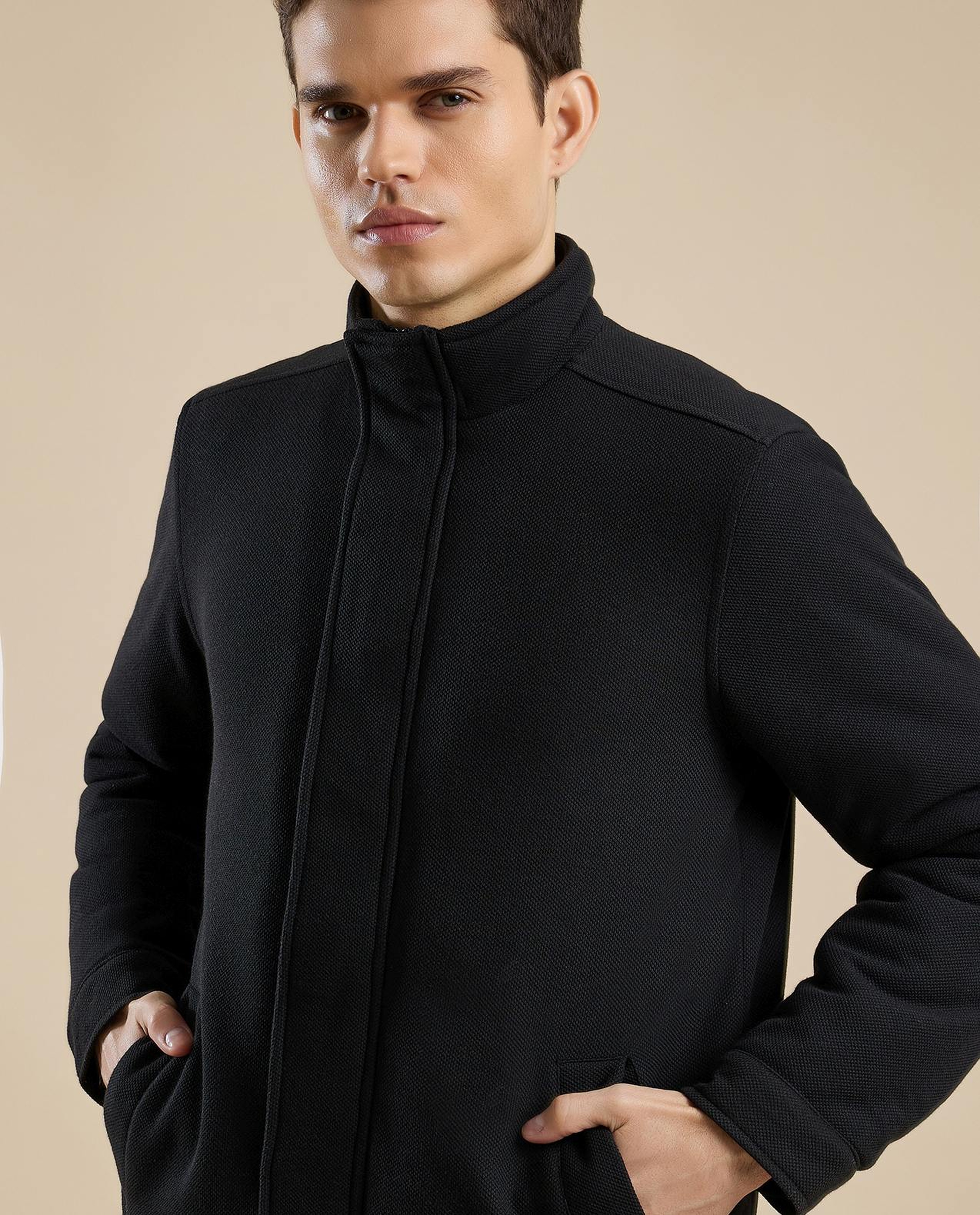 Solid Jacket with Snap-Button Closure