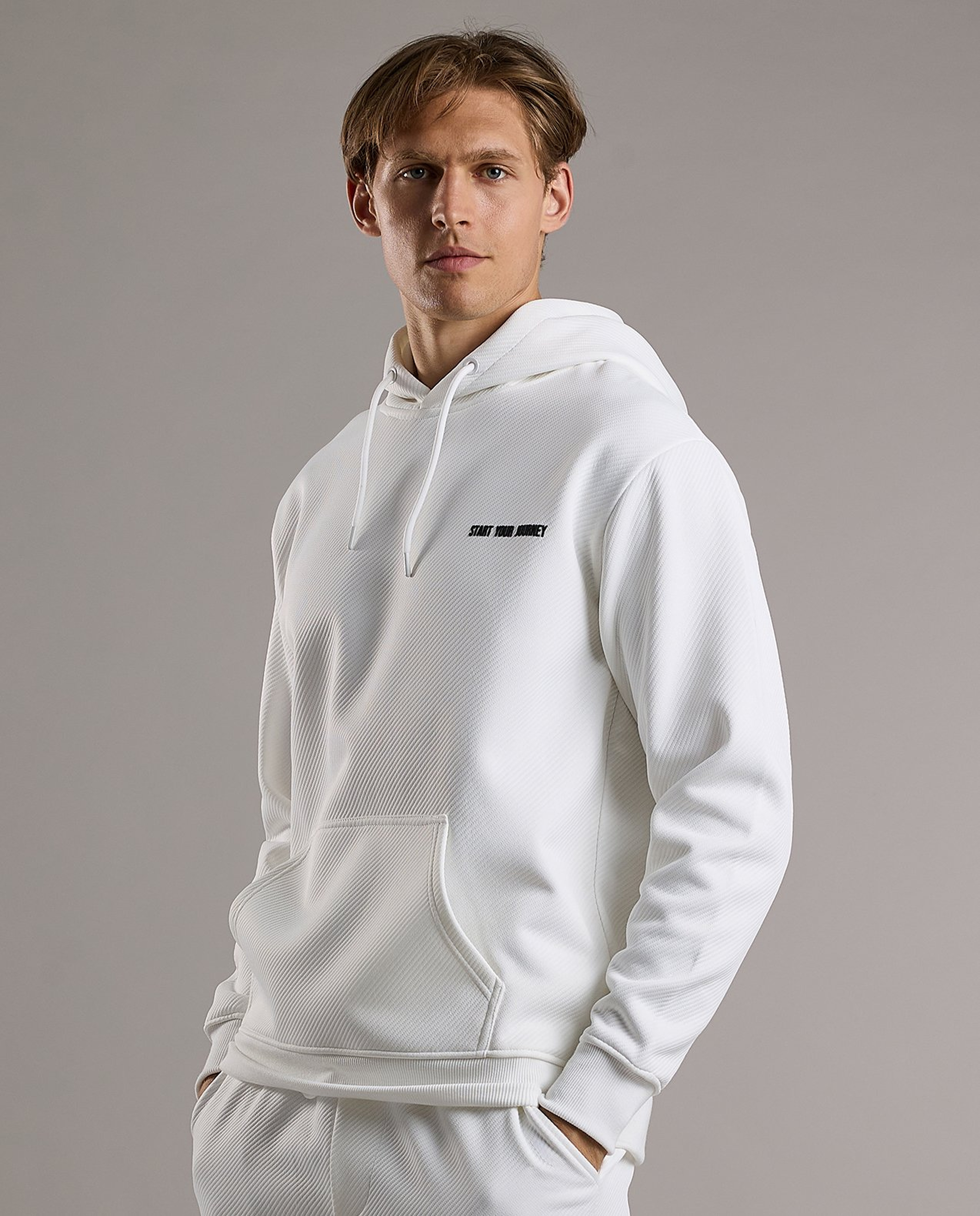 Print Detail Hoodie with Long Sleeves