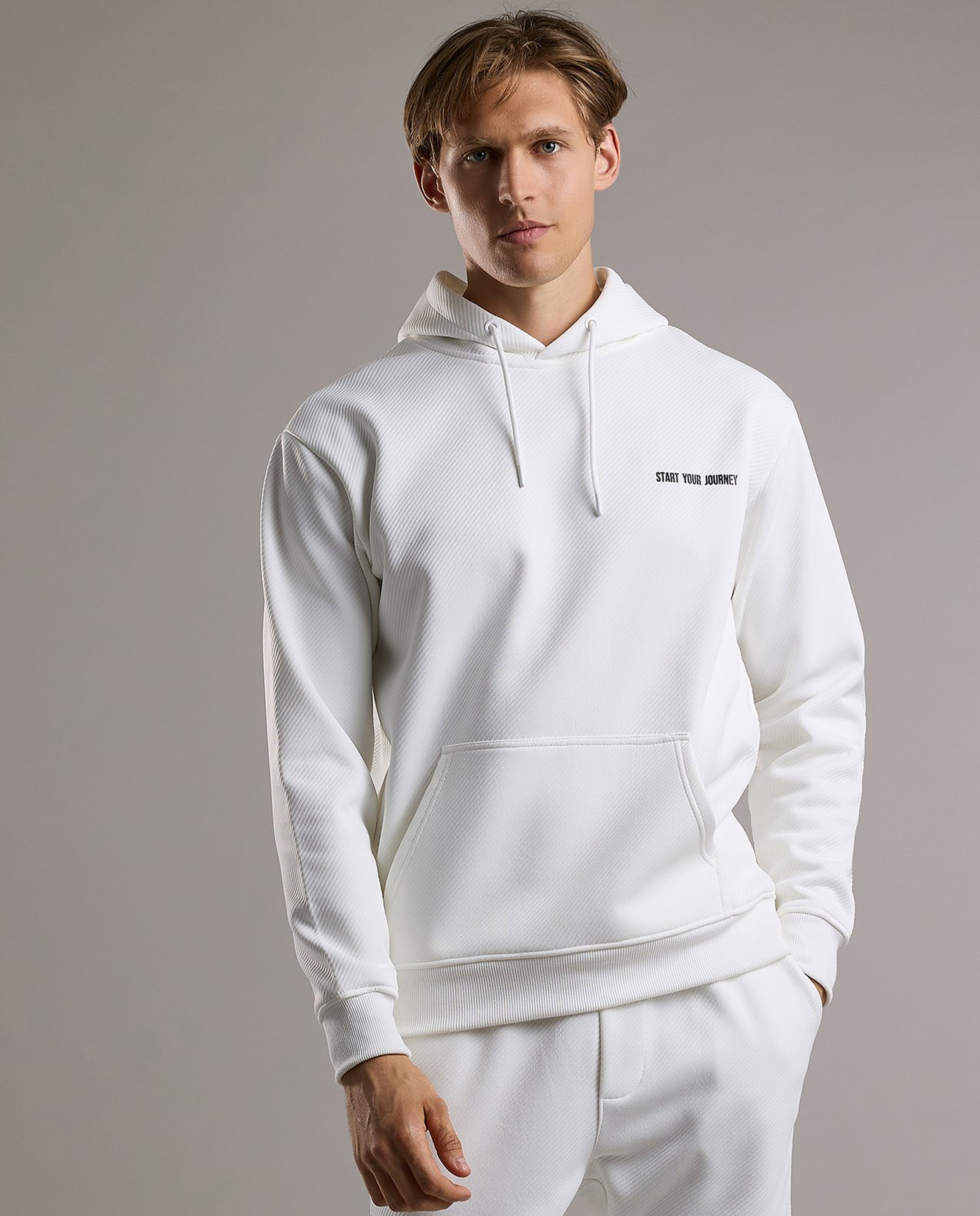 Print Detail Hoodie with Long Sleeves