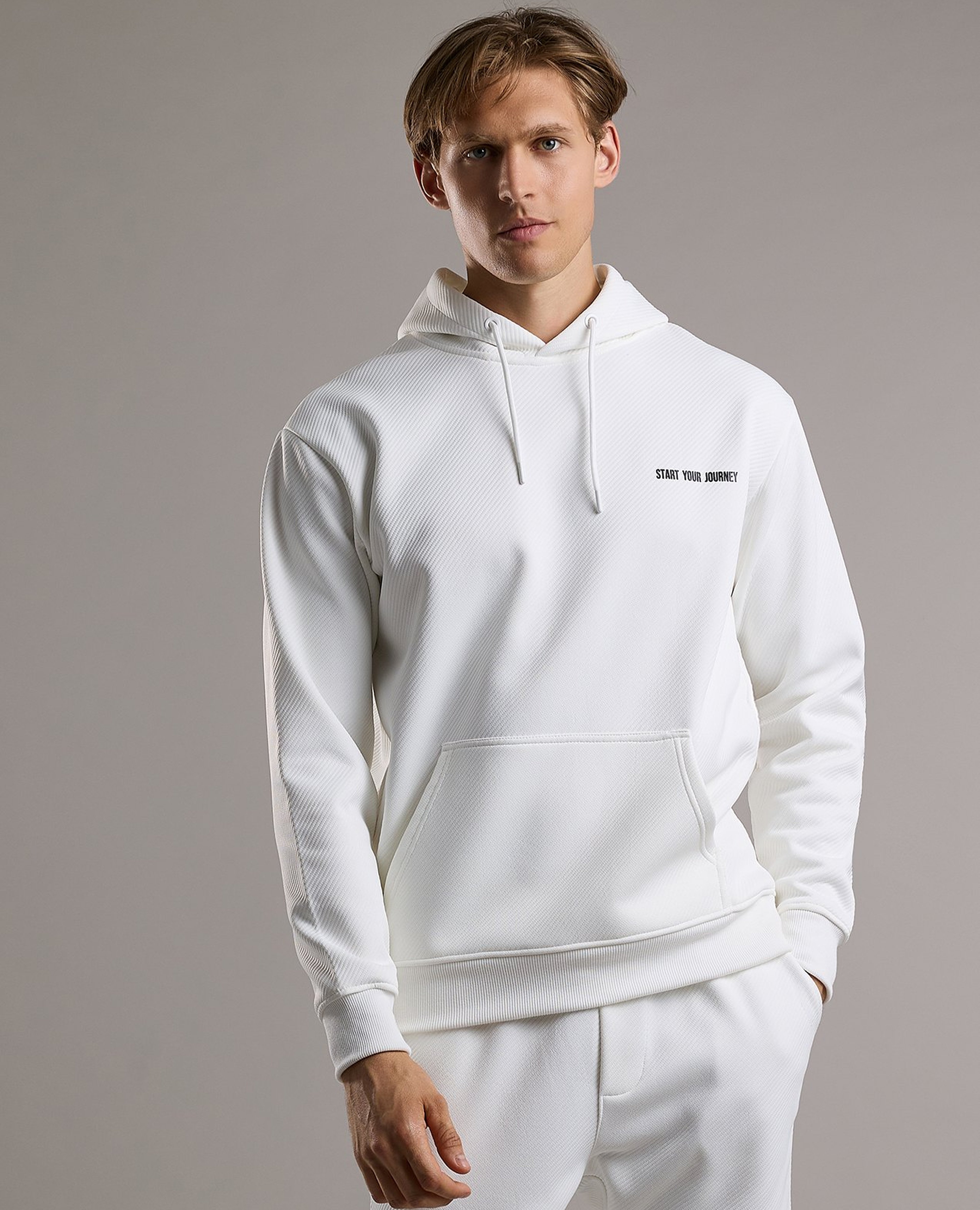 Print Detail Hoodie with Long Sleeves