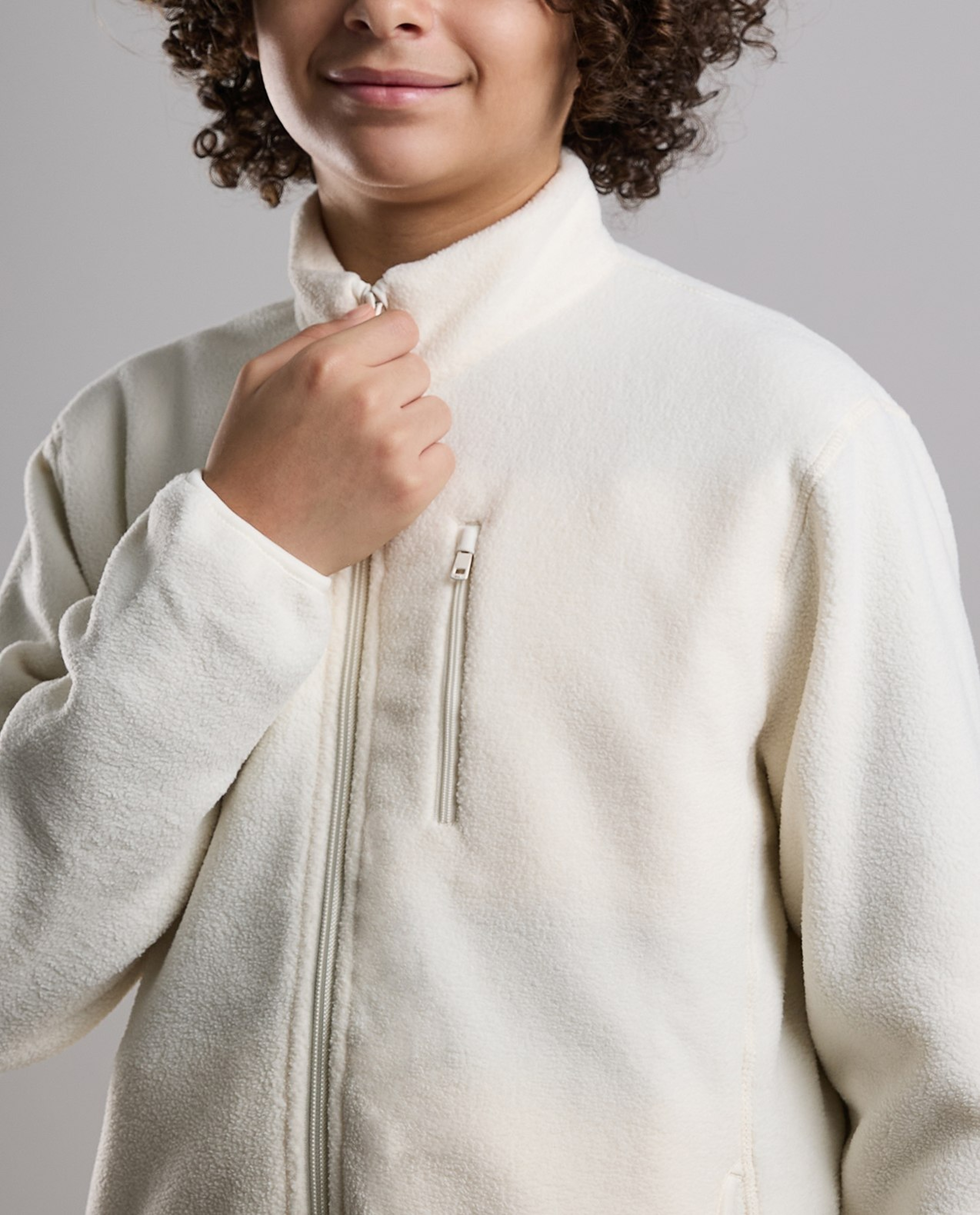 Zippered Jacket with High Neck and Long Sleeves