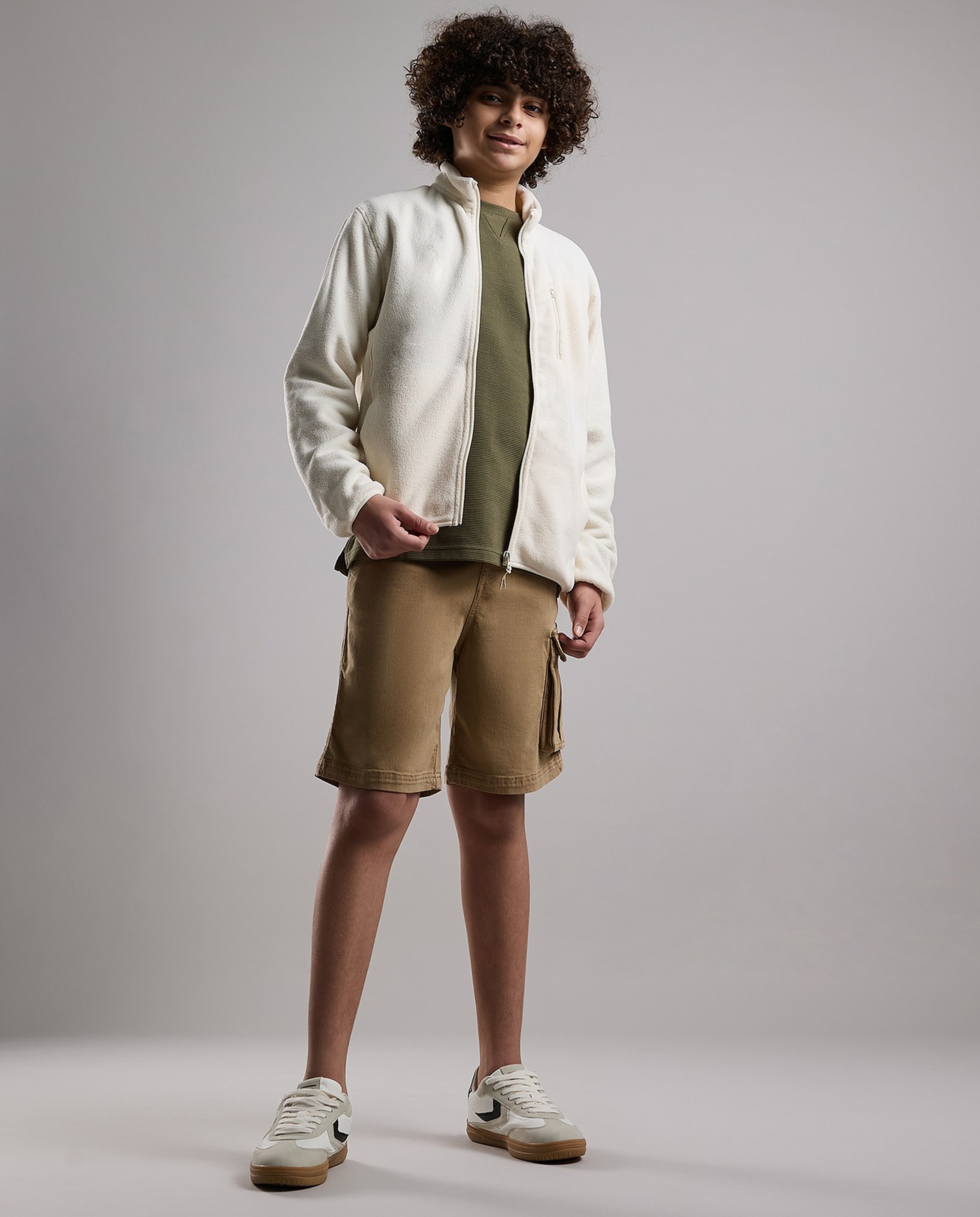 Zippered Jacket with High Neck and Long Sleeves