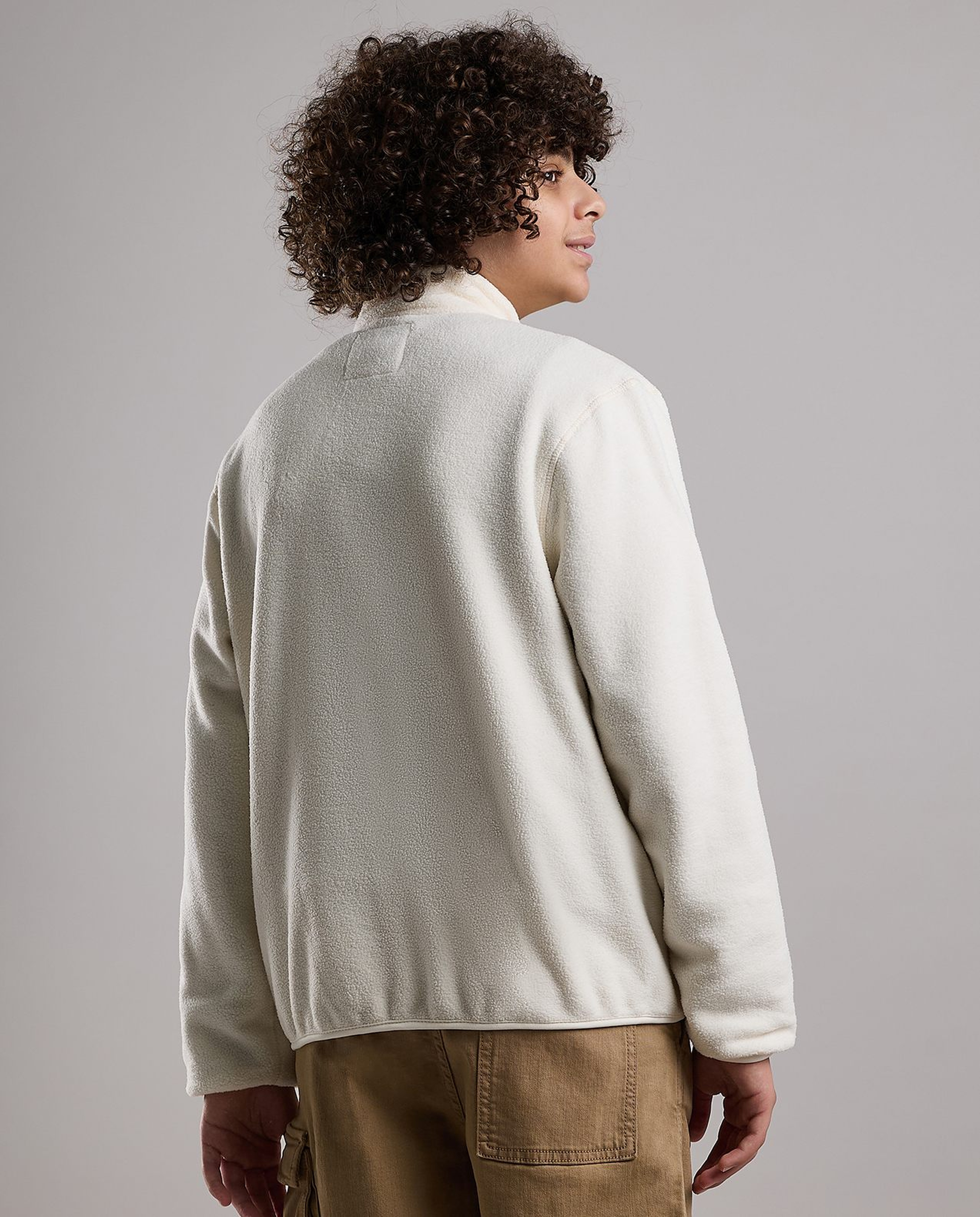 Zippered Jacket with High Neck and Long Sleeves