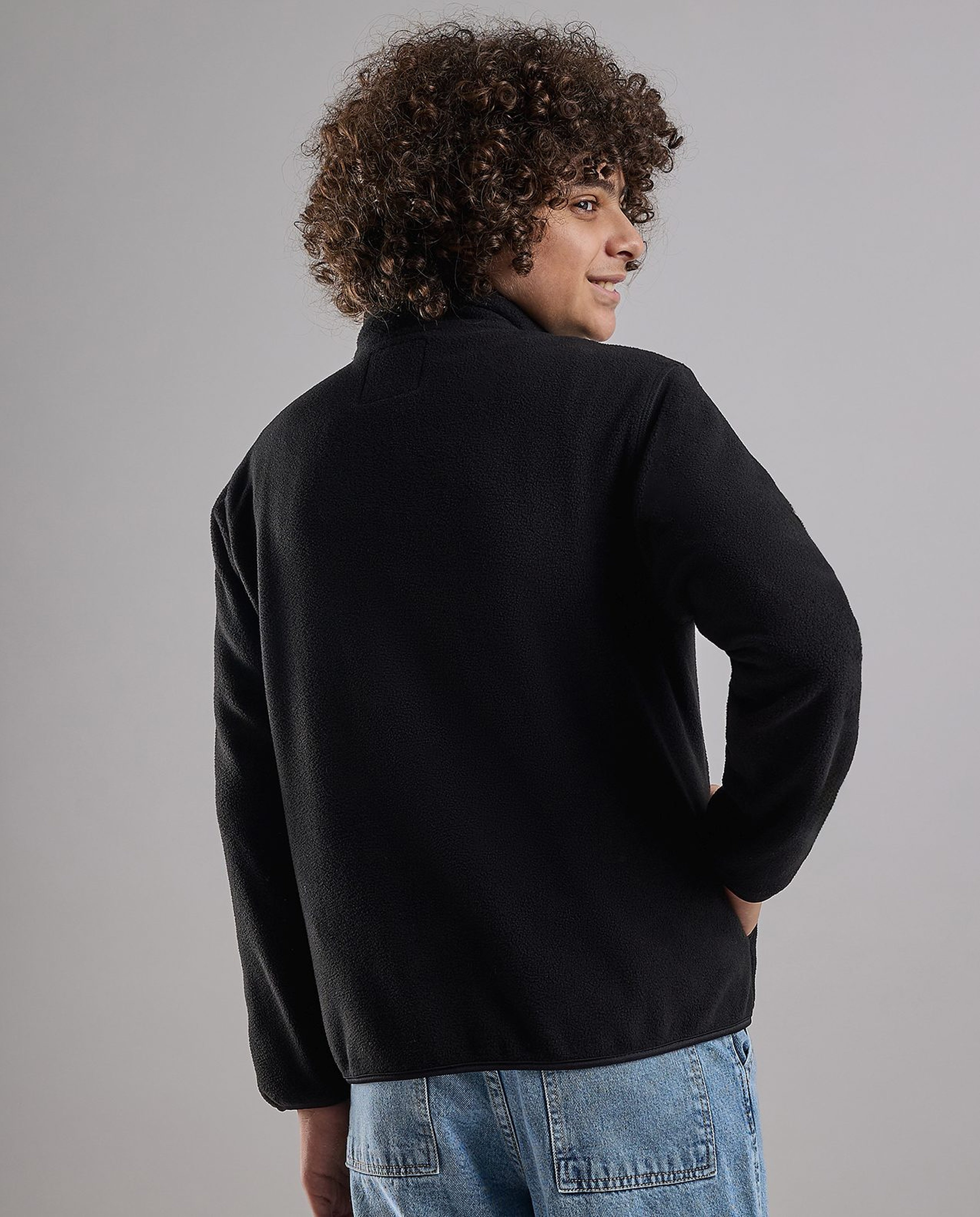 Zippered Jacket with High Neck and Long Sleeves