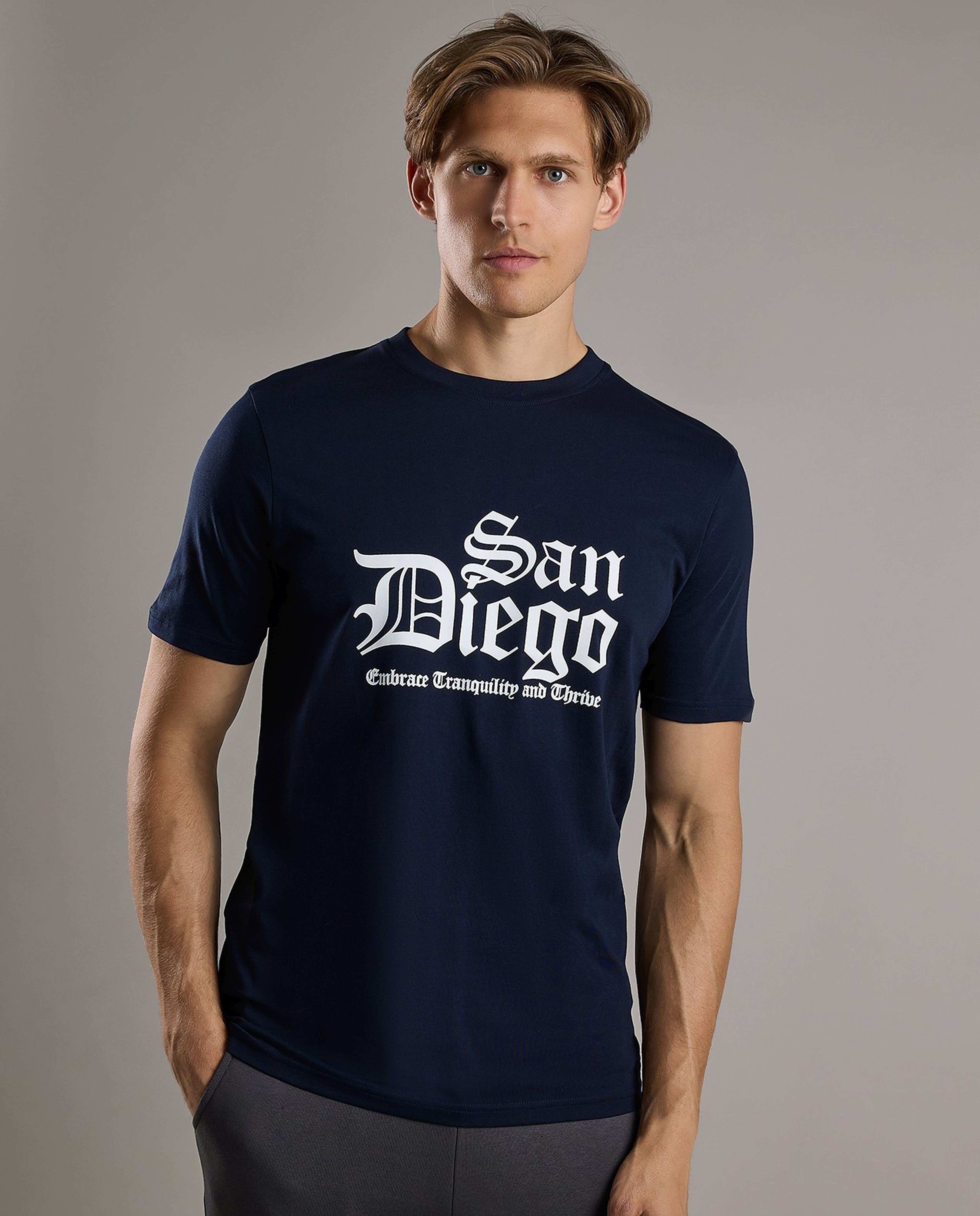 Printed T-Shirt with Crew Neck and Short Sleeves