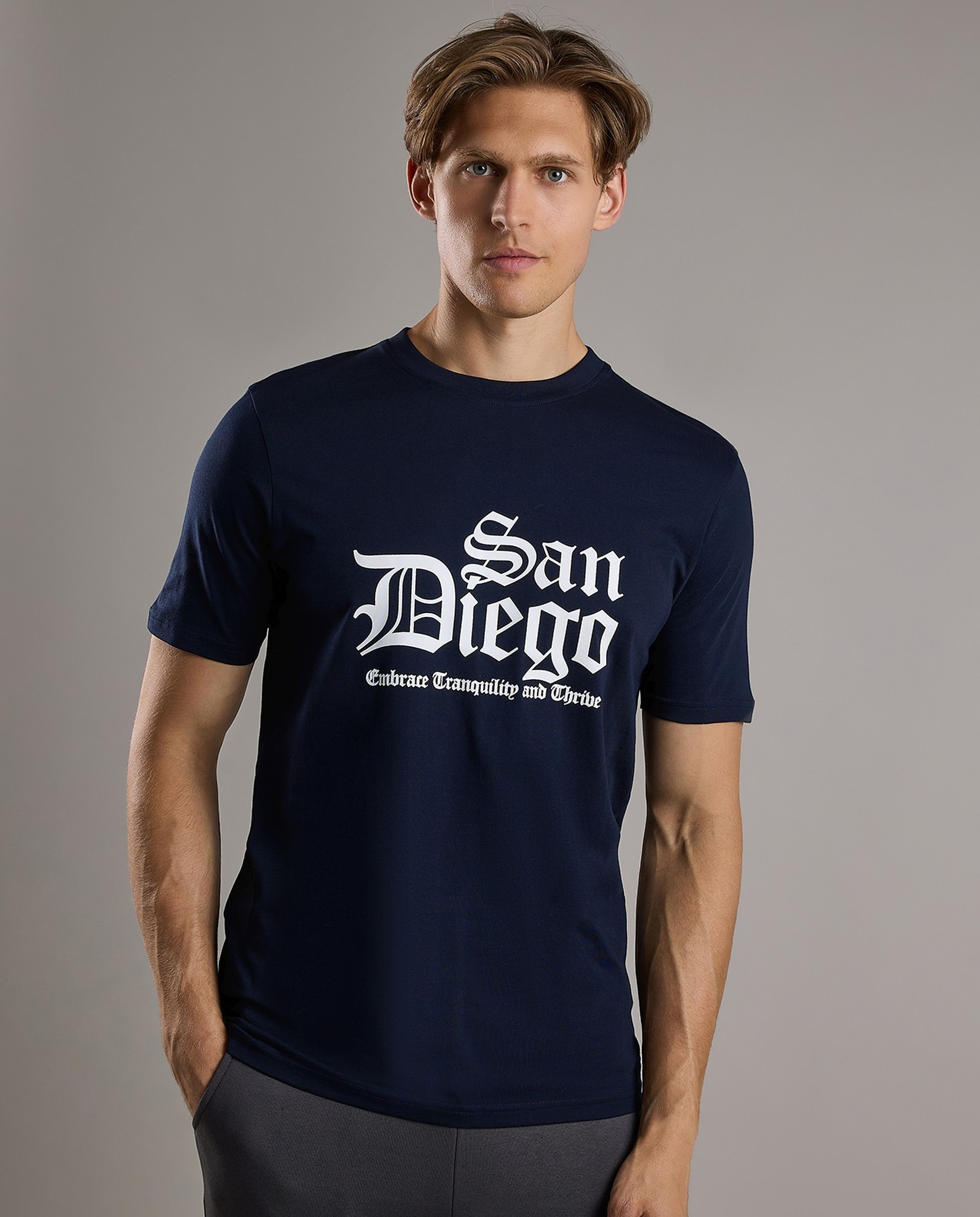 Printed T-Shirt with Crew Neck and Short Sleeves