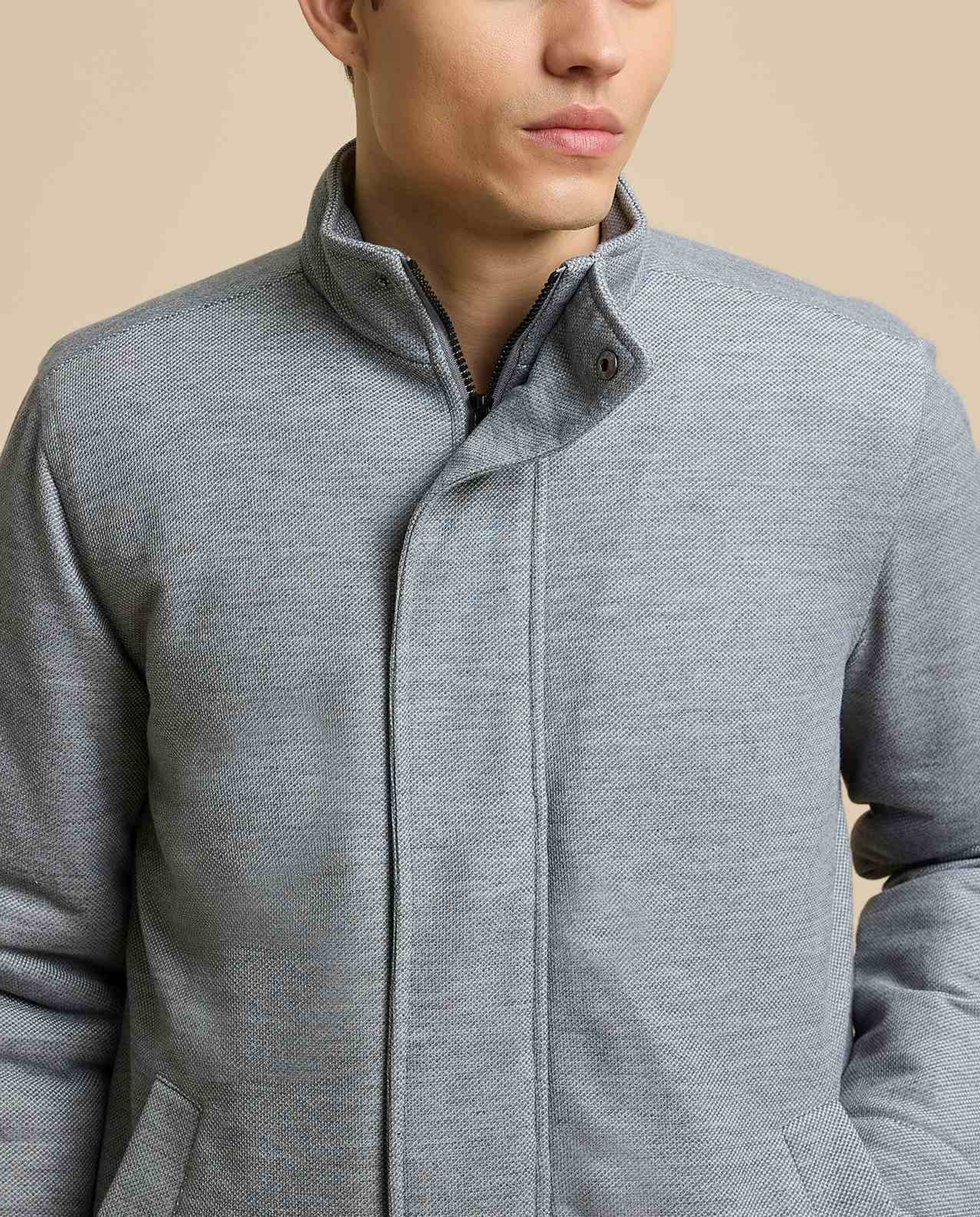 Solid Jacket with Snap-Button Closure