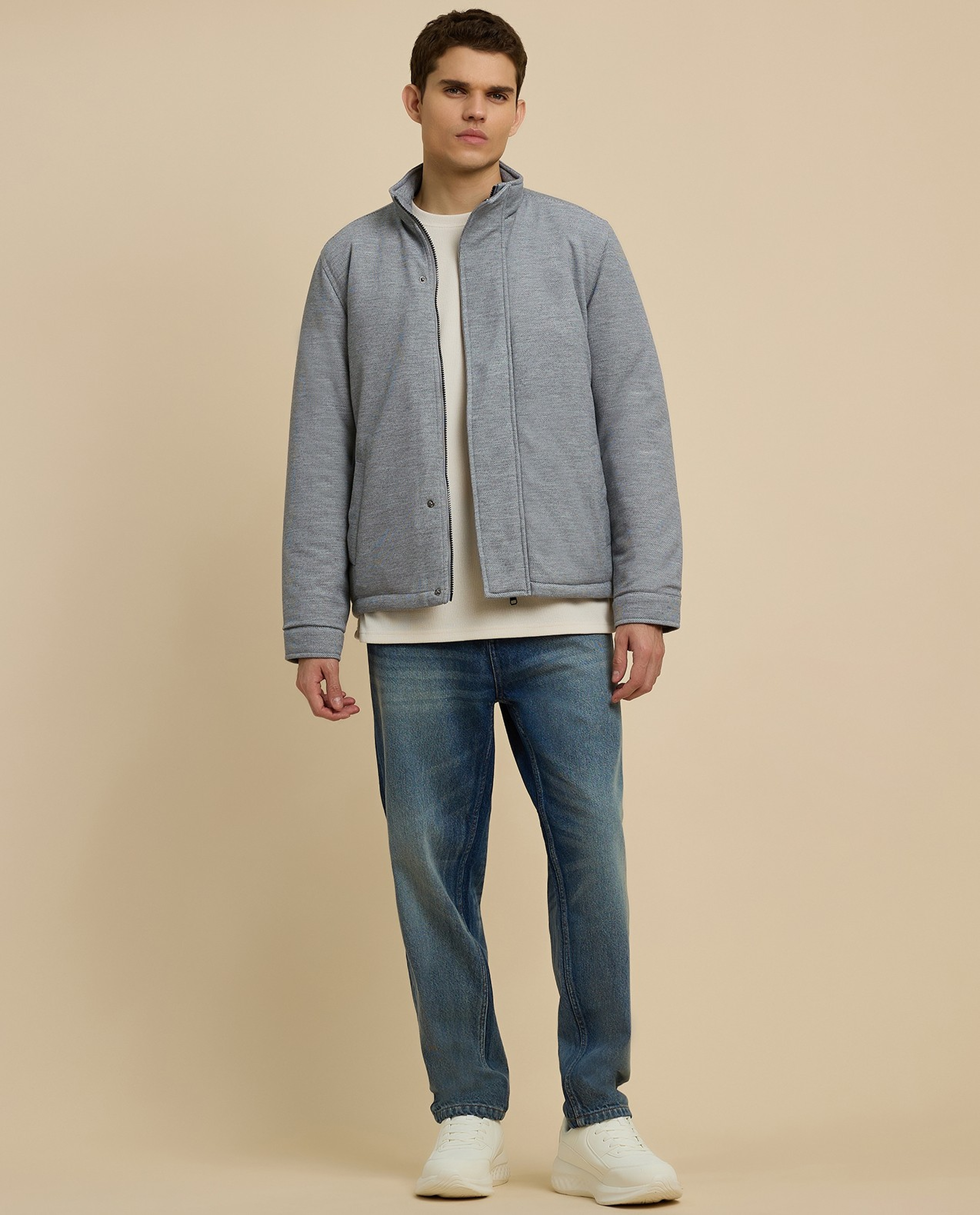 Solid Jacket with Snap-Button Closure