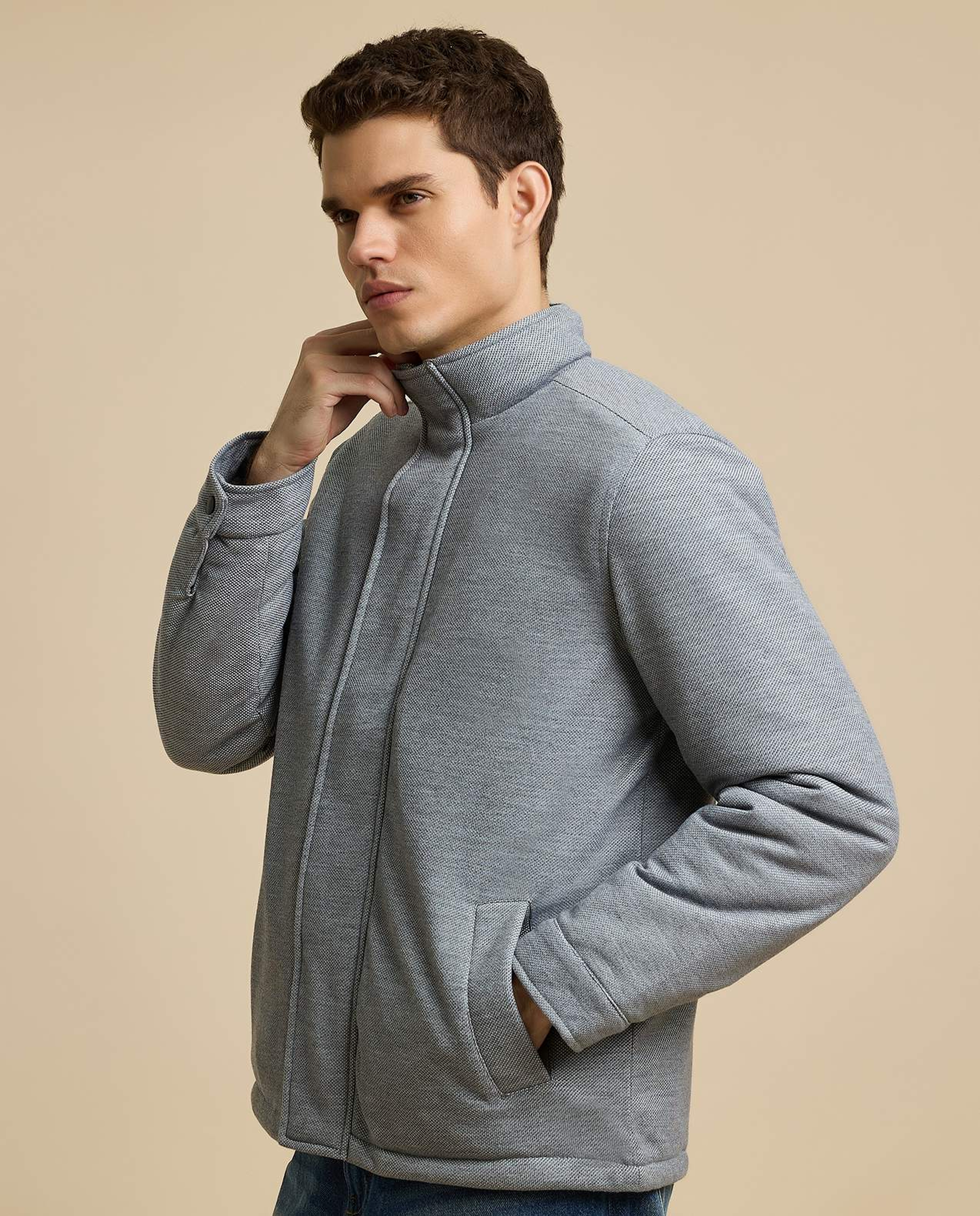 Solid Jacket with Snap-Button Closure