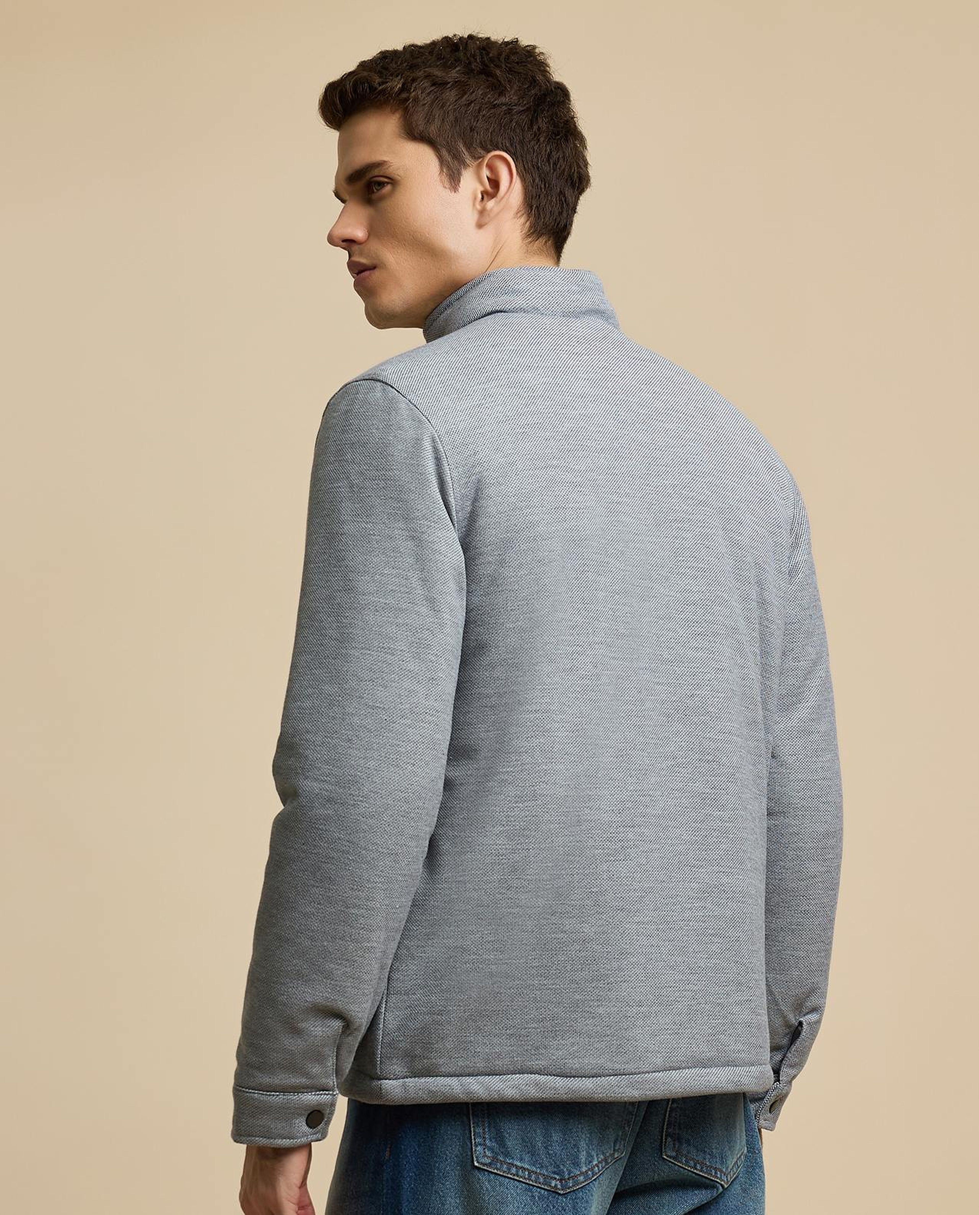 Solid Jacket with Snap-Button Closure