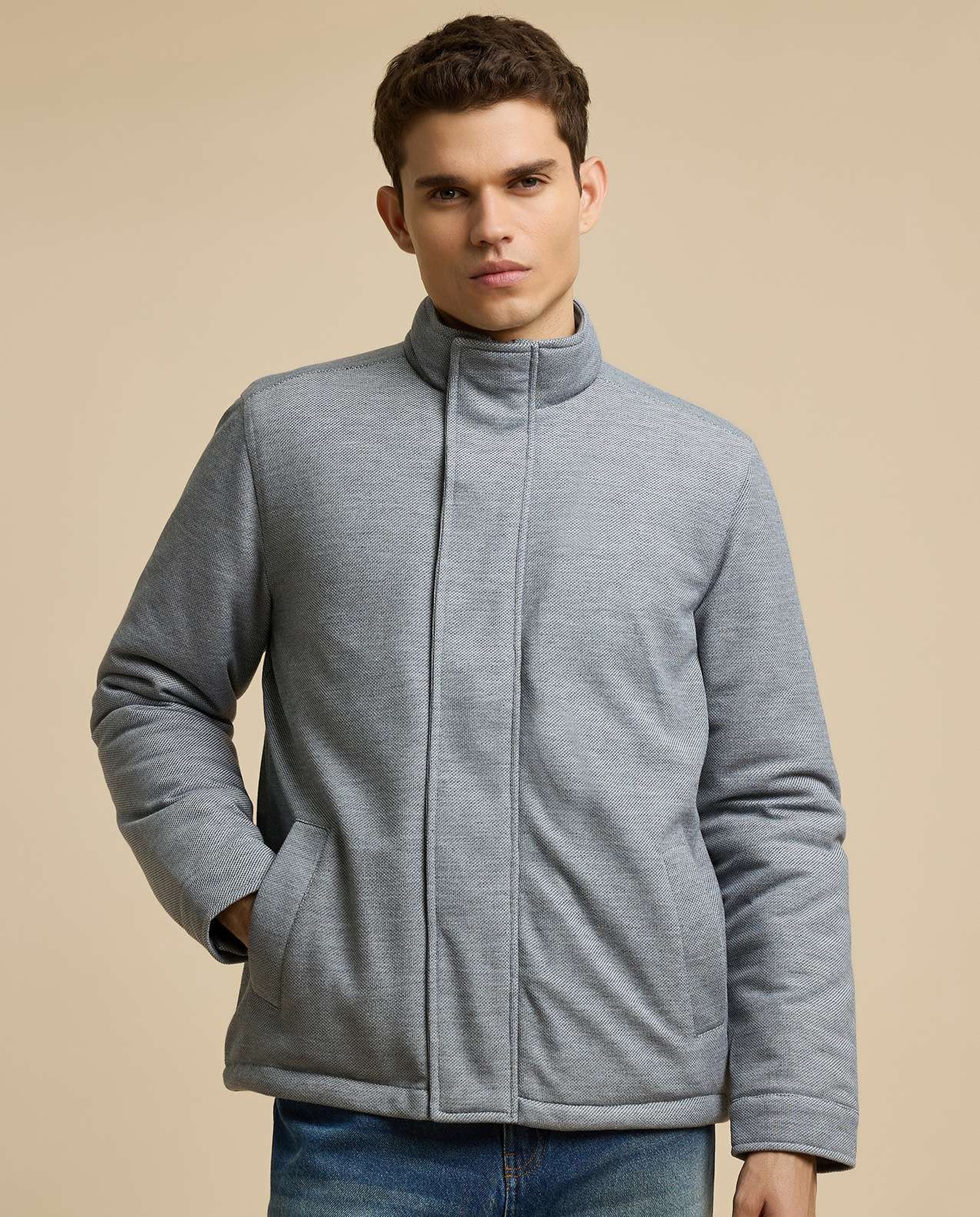 Solid Jacket with Snap-Button Closure