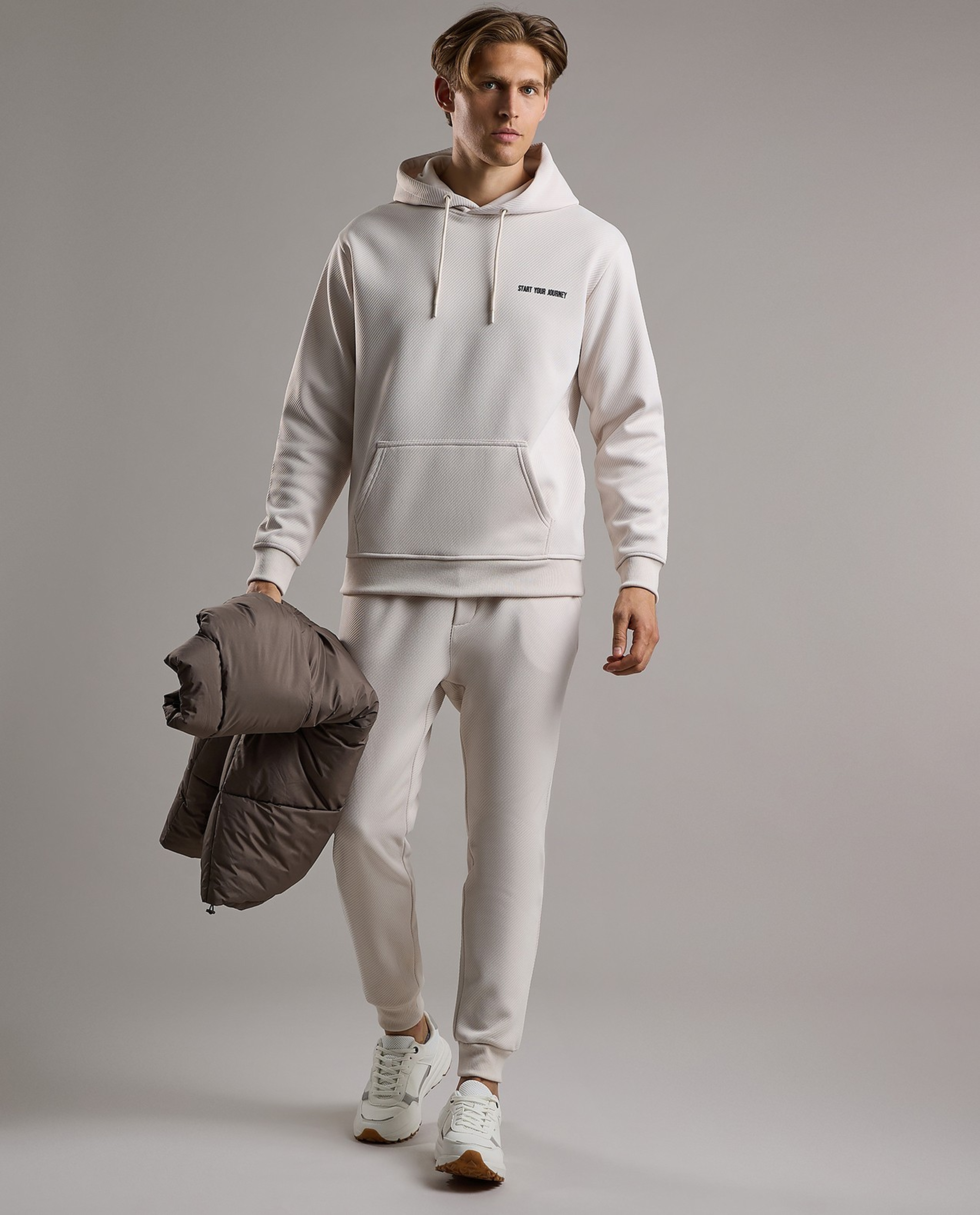 Print Detail Hoodie with Long Sleeves