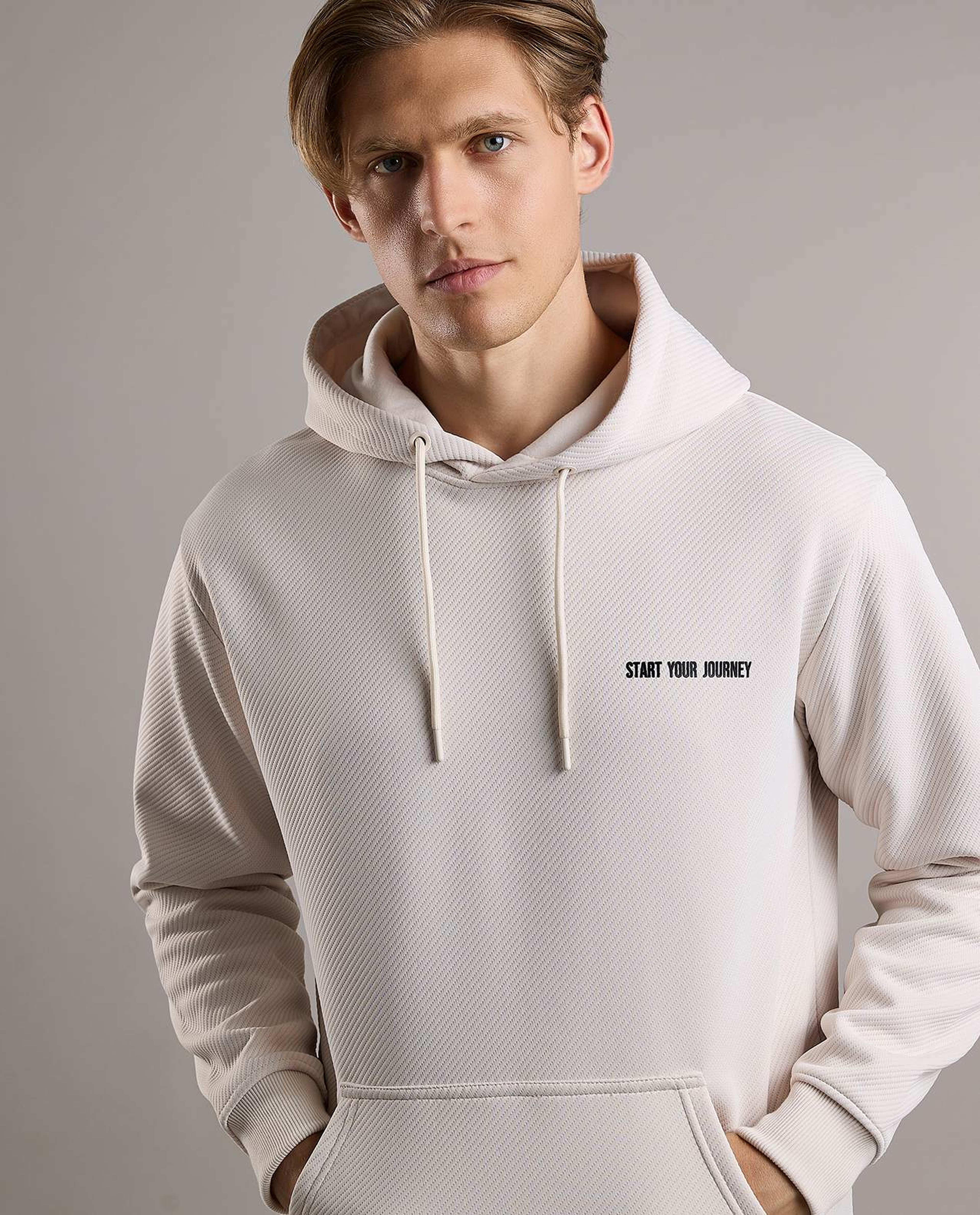 Print Detail Hoodie with Long Sleeves