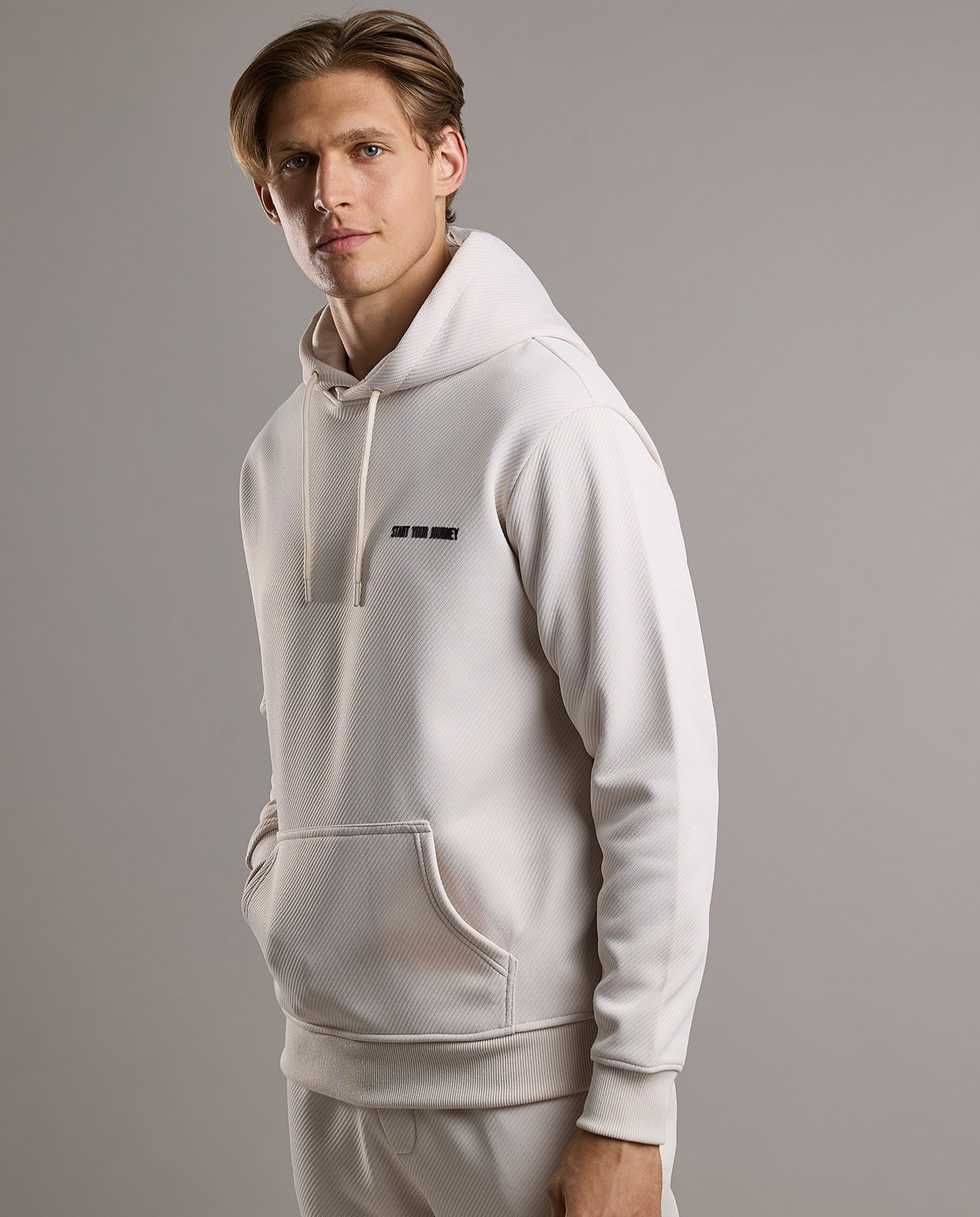 Print Detail Hoodie with Long Sleeves