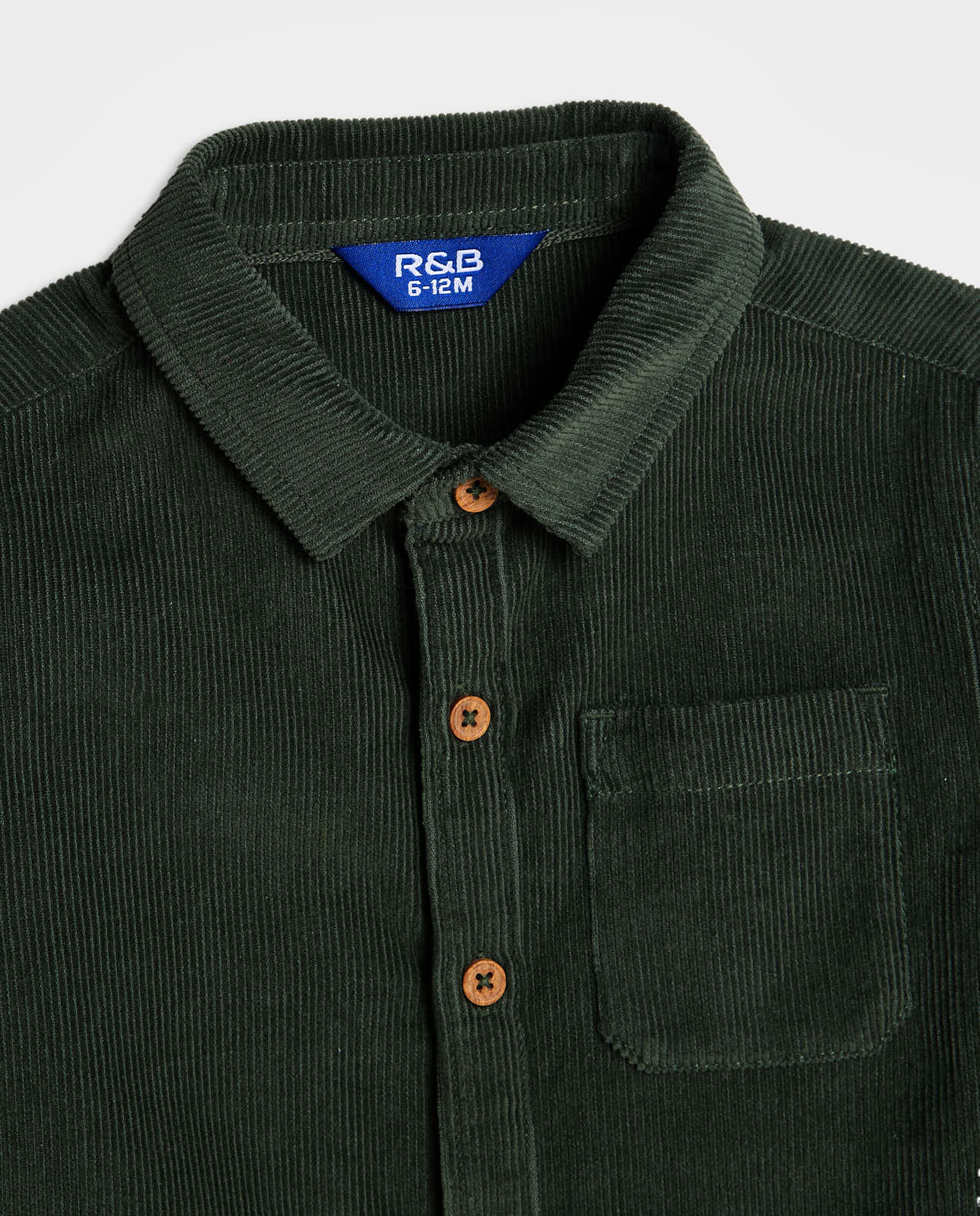 Corduroy Shirt with Shirt Collar and Long Sleeves