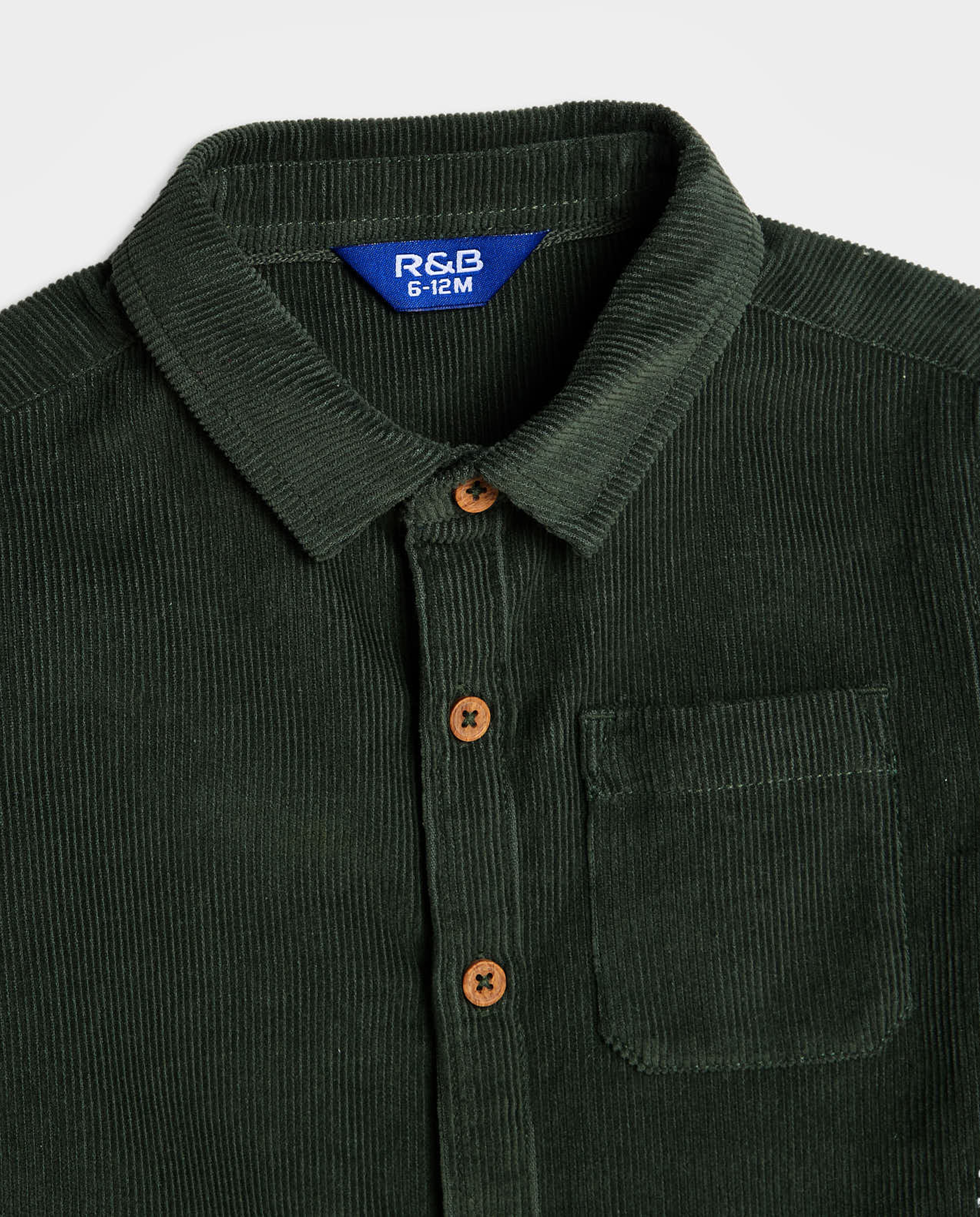Corduroy Shirt with Shirt Collar and Long Sleeves