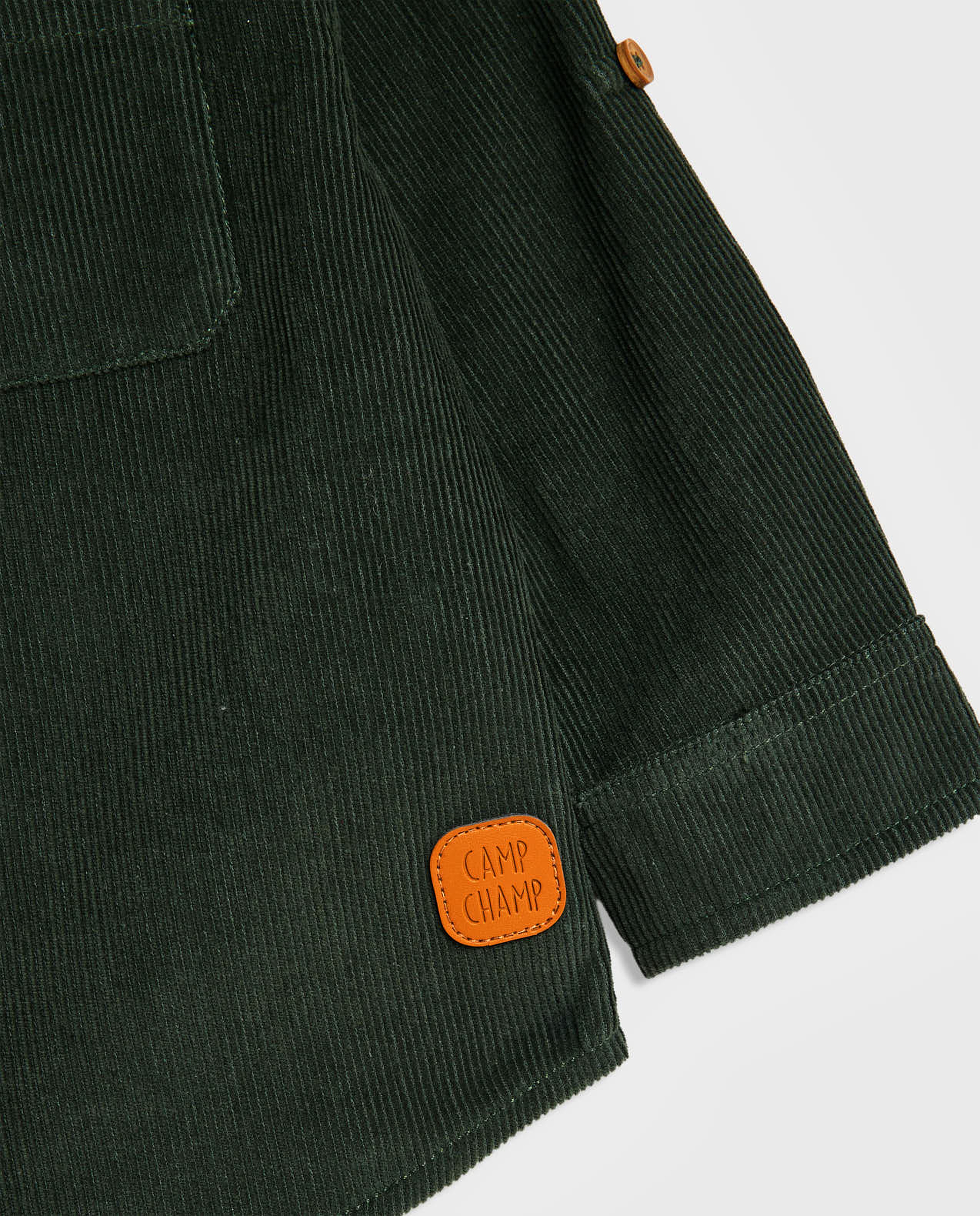 Corduroy Shirt with Shirt Collar and Long Sleeves