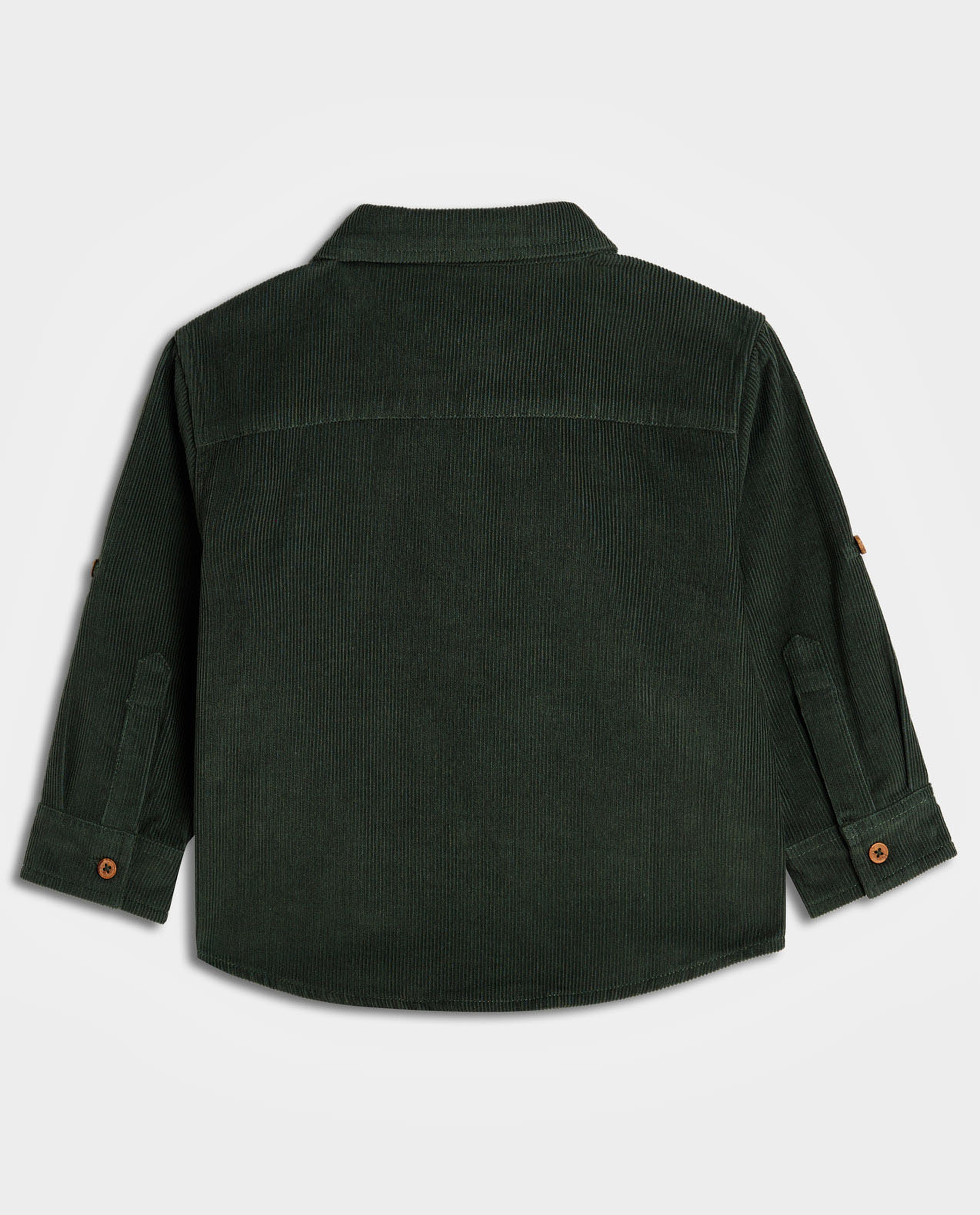 Corduroy Shirt with Shirt Collar and Long Sleeves