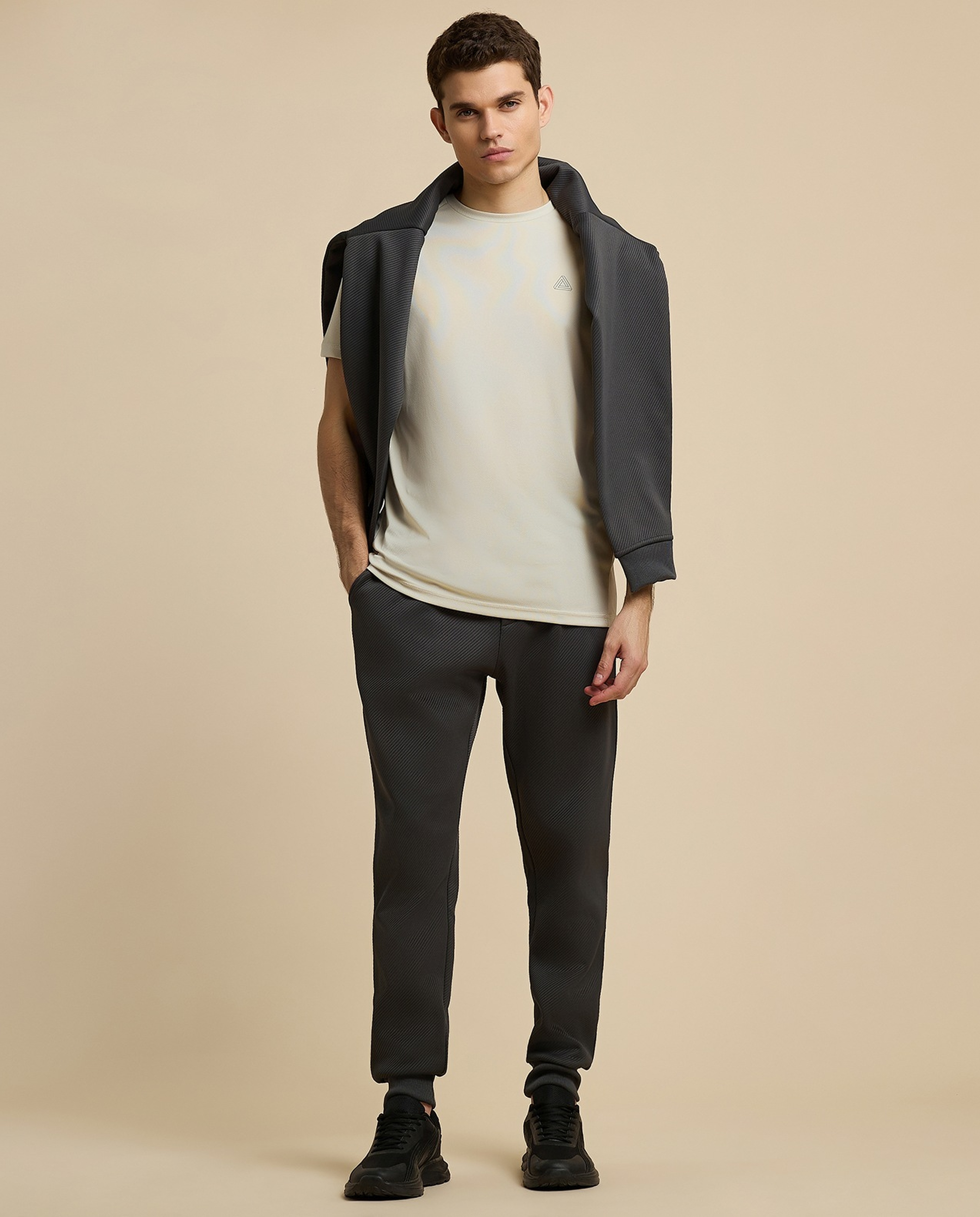 Logo Detail Active T-Shirt with Crew Neck and Short Sleeves