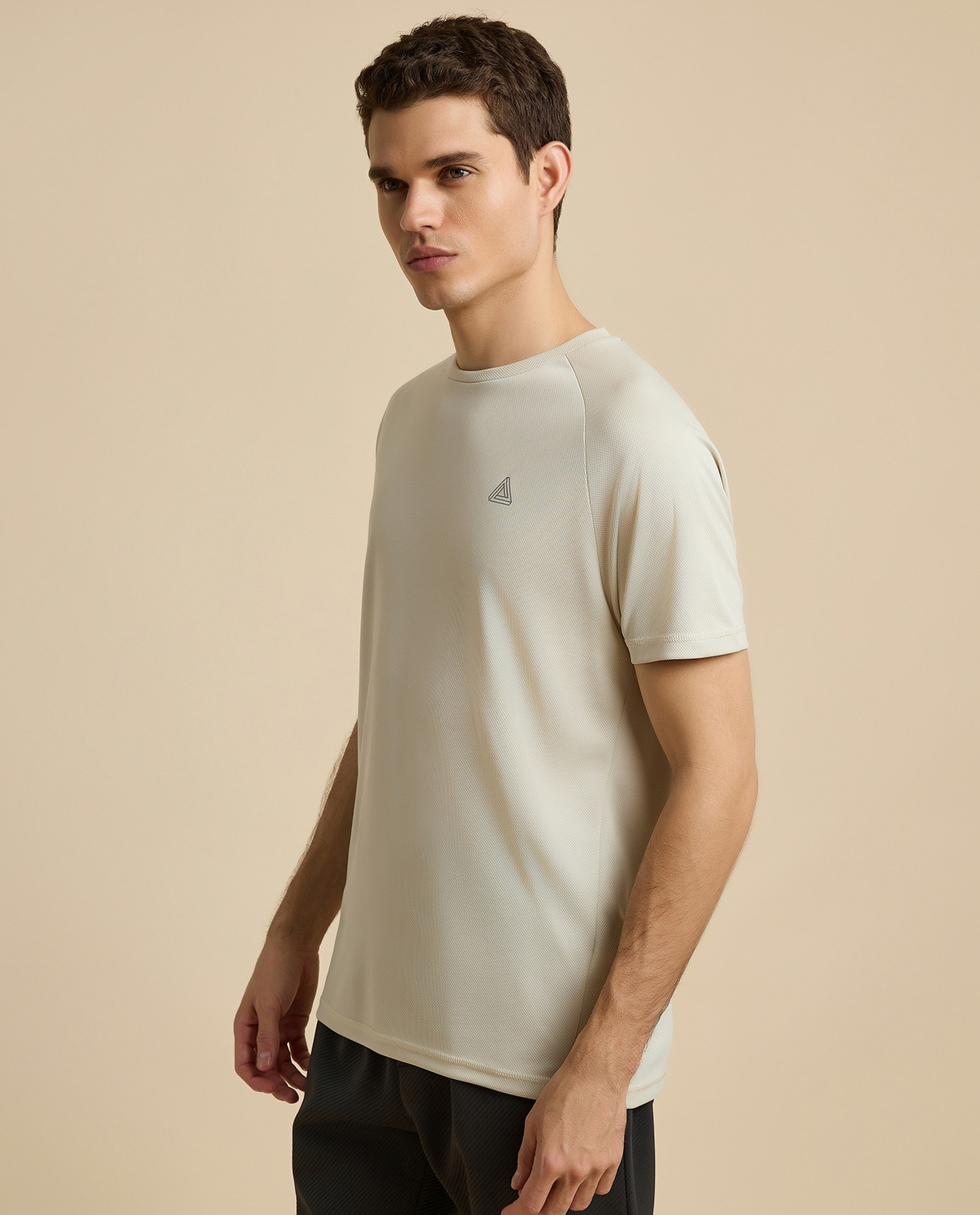 Logo Detail Active T-Shirt with Crew Neck and Short Sleeves