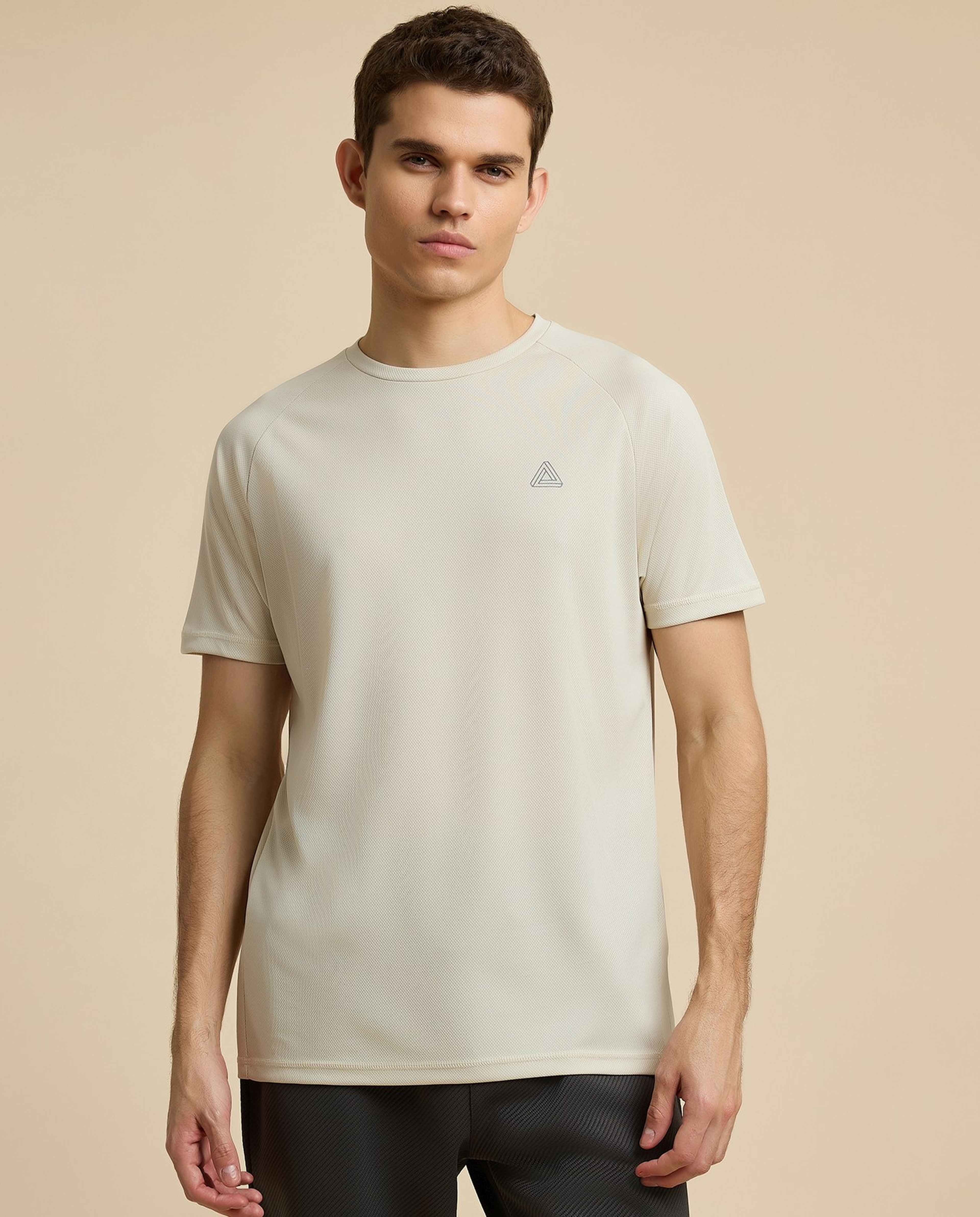 Logo Detail Active T-Shirt with Crew Neck and Short Sleeves