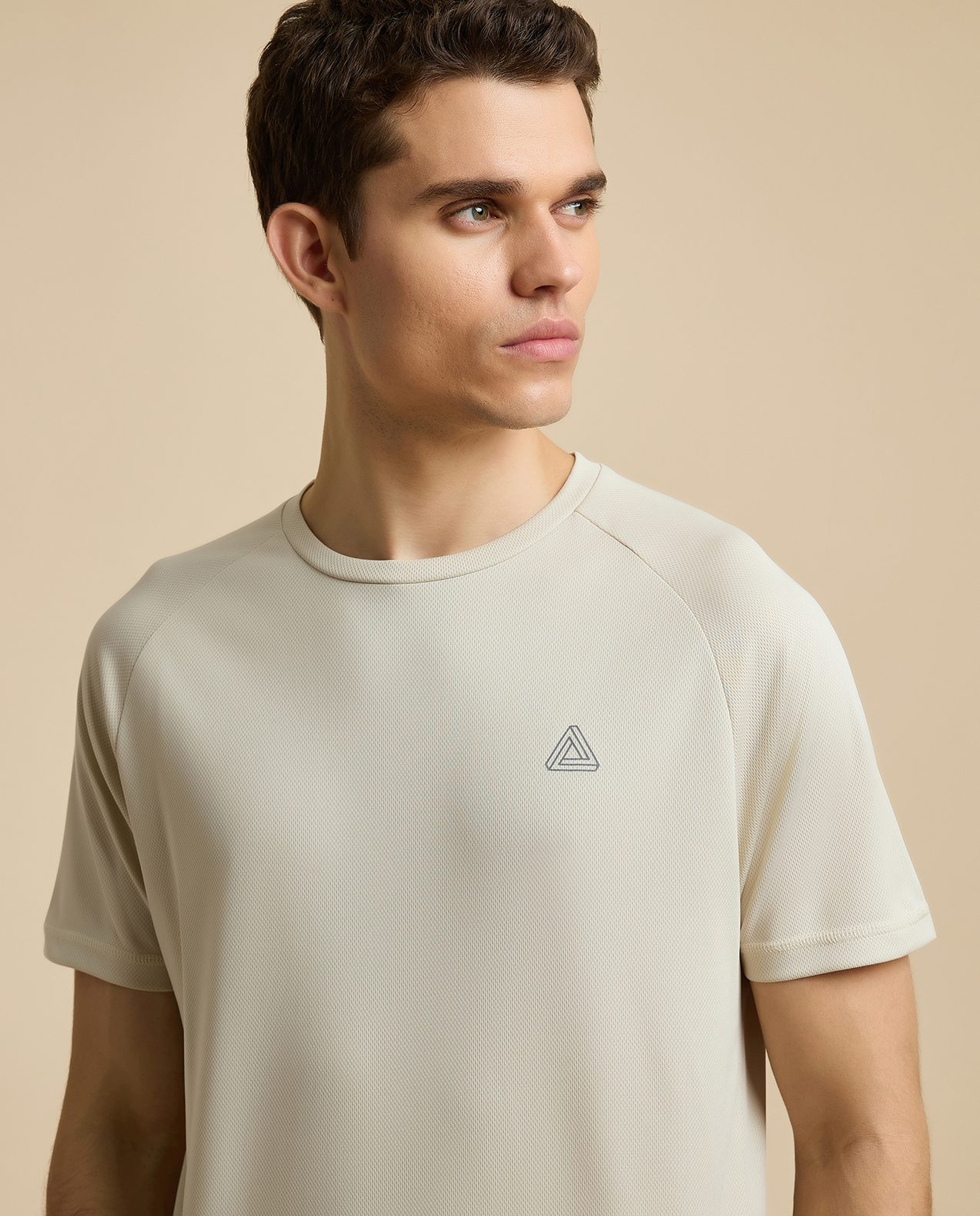 Logo Detail Active T-Shirt with Crew Neck and Short Sleeves