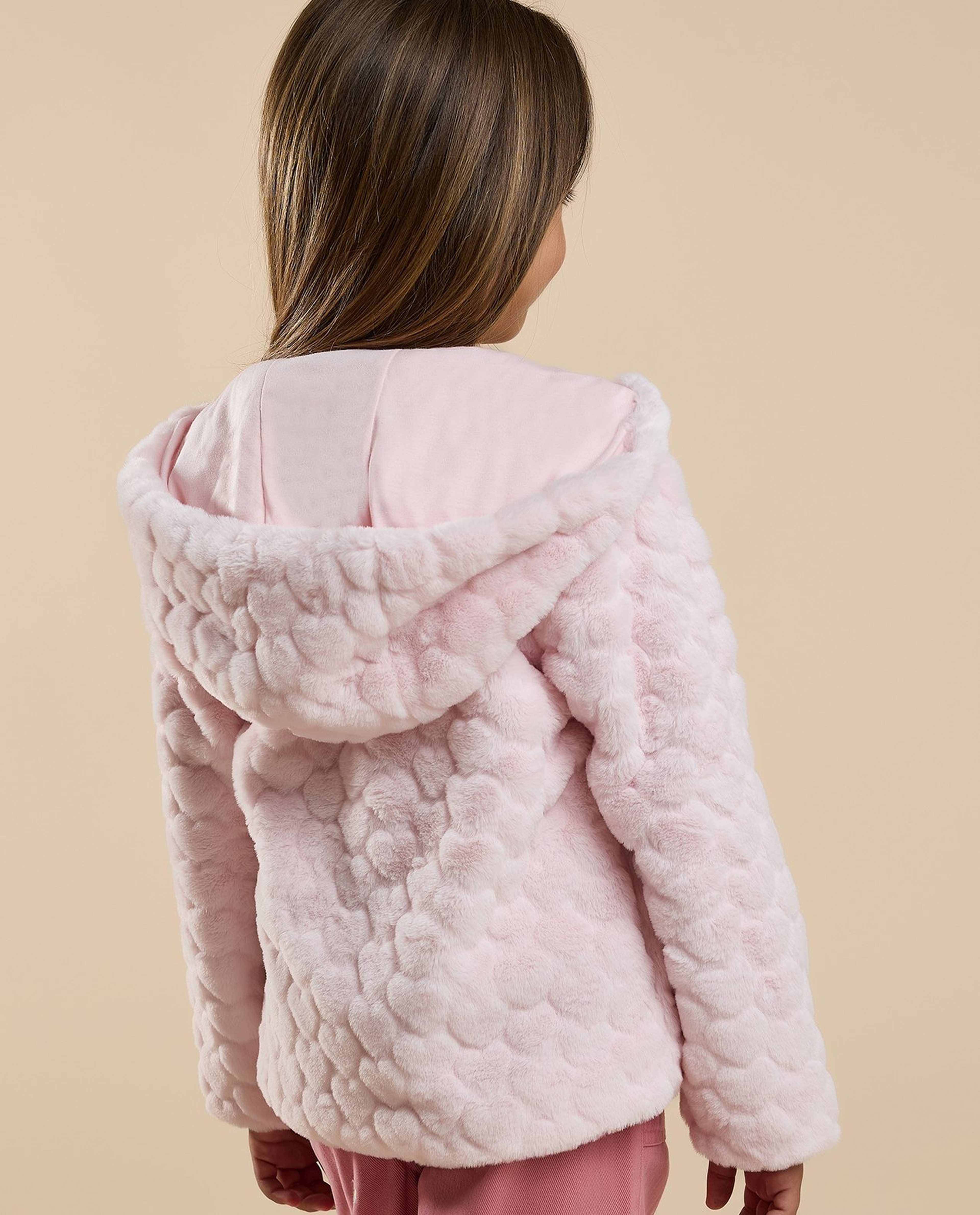 Sherpa Hooded Jacket with Zipper Closure